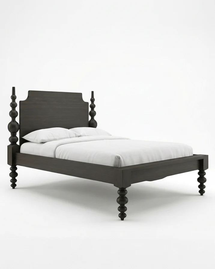 Athena Solid Red Oak Four-Poster Wood Bed Frame