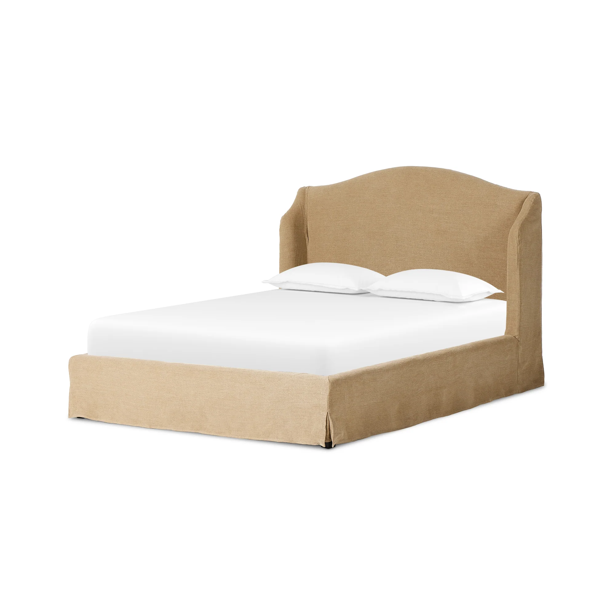 Blythe Camelback Linen Slipcover Upholstered Bed Frame