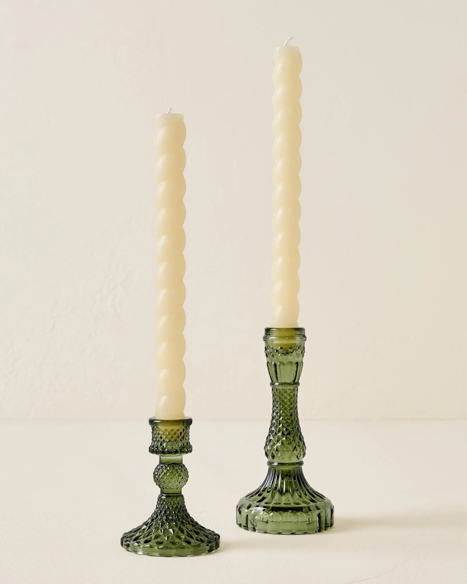 Antique Green Glass Taper Holder