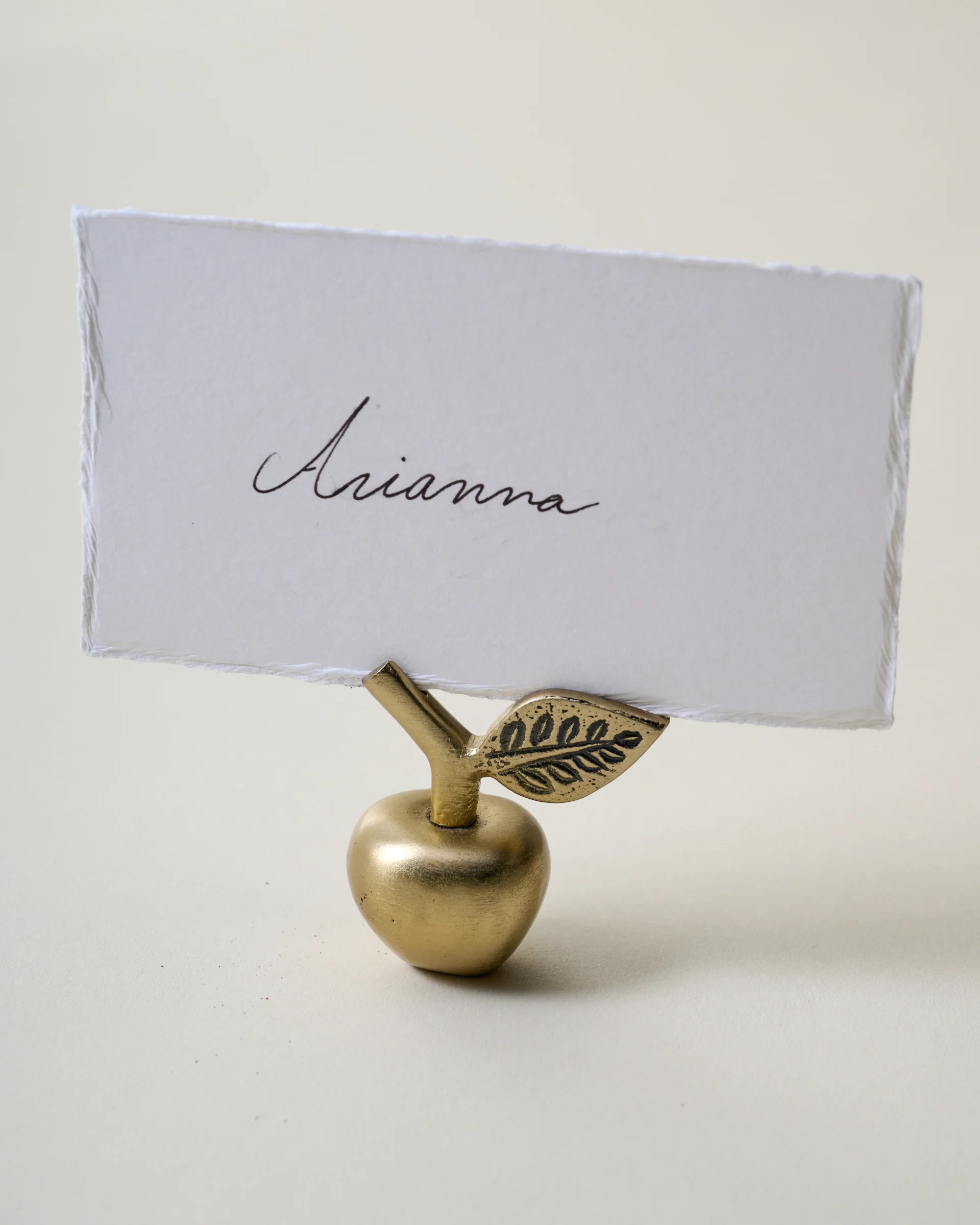 Antique Brass Apple Placecard Holder