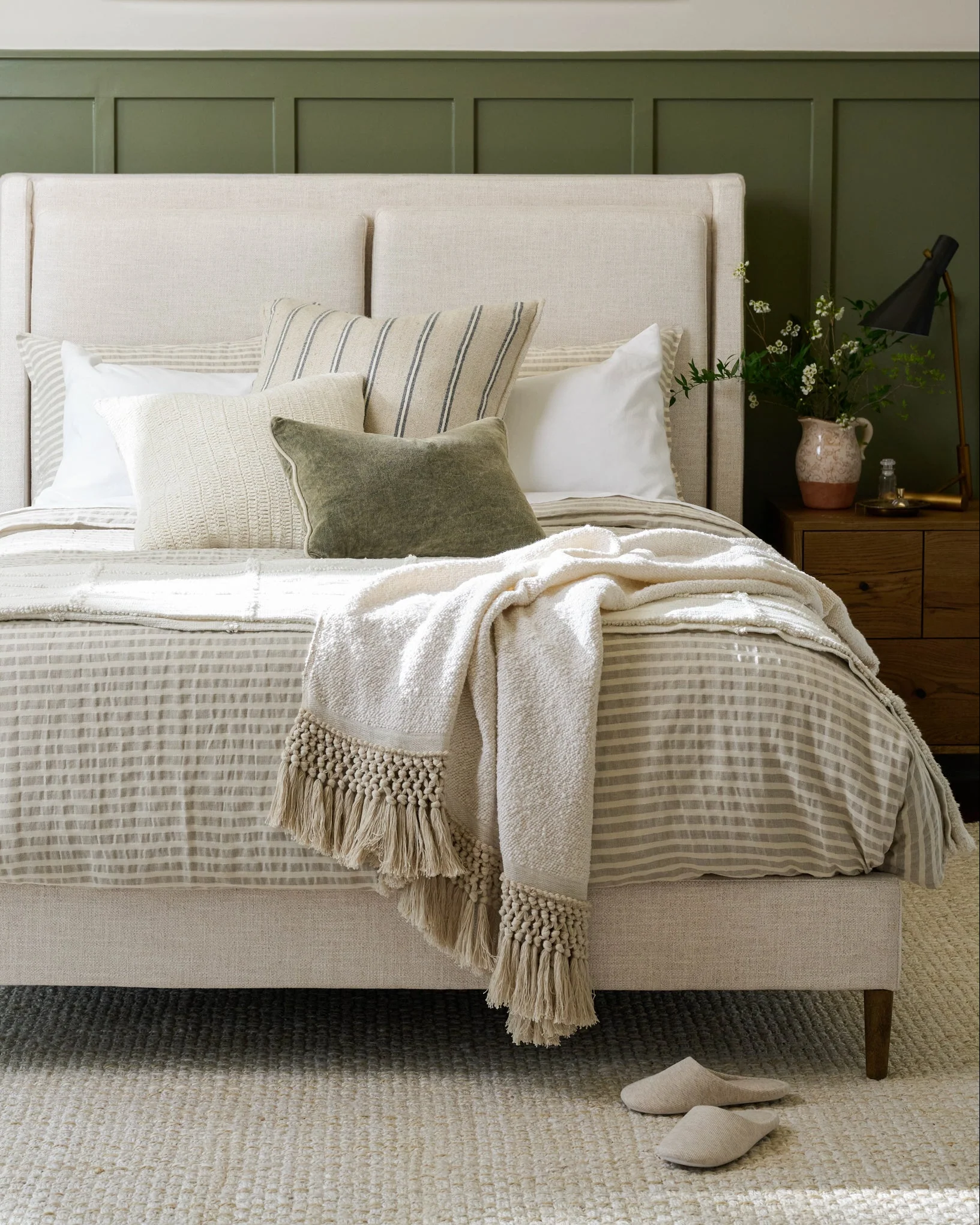 Shadow Grey + Antique White Stripe Linen Cotton Duvet Cover