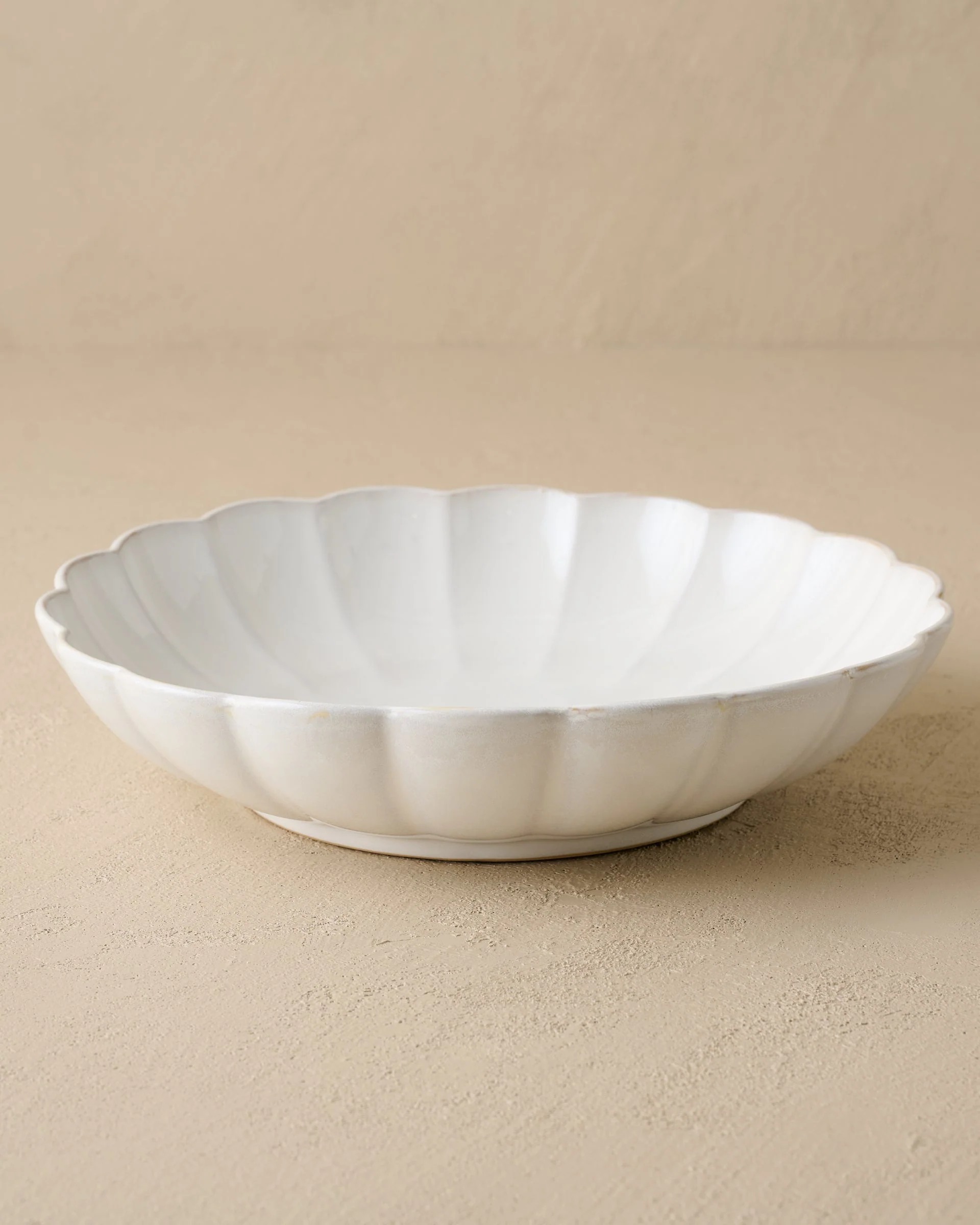 Oversized Cream Scalloped Serving Bowl
