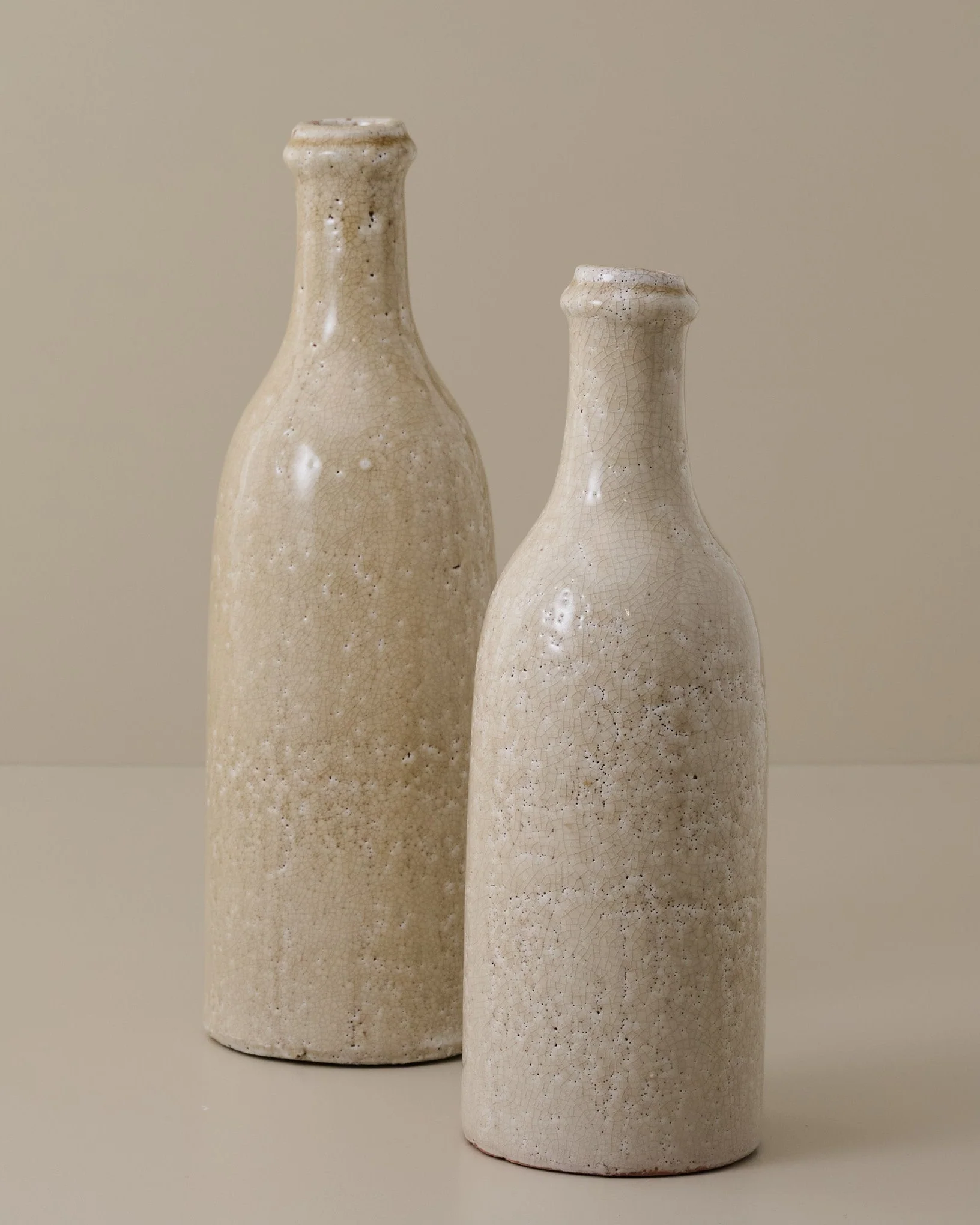 Cream Crackle Bottle Vase