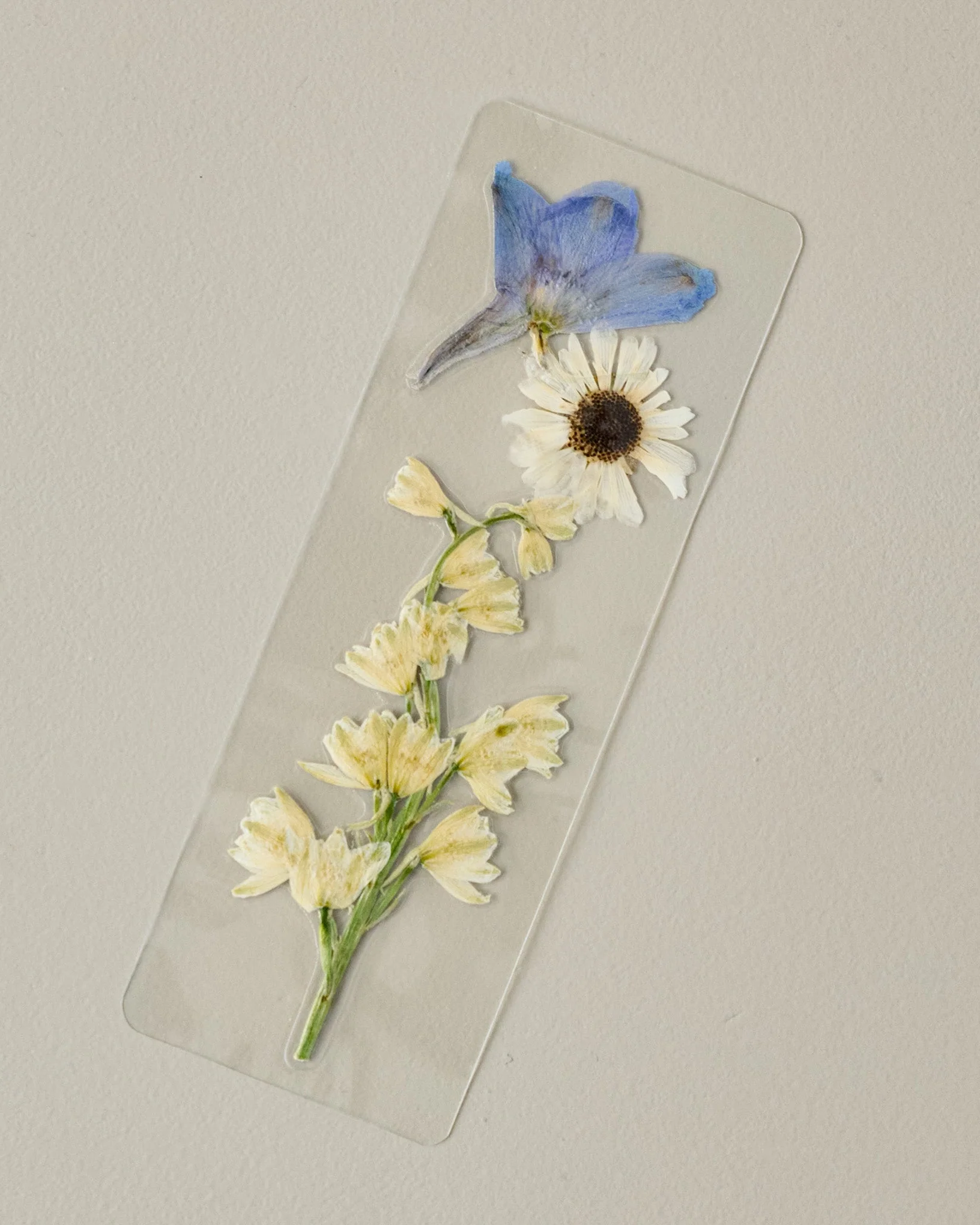 Delphinium and Daisy Pressed Floral Bookmark