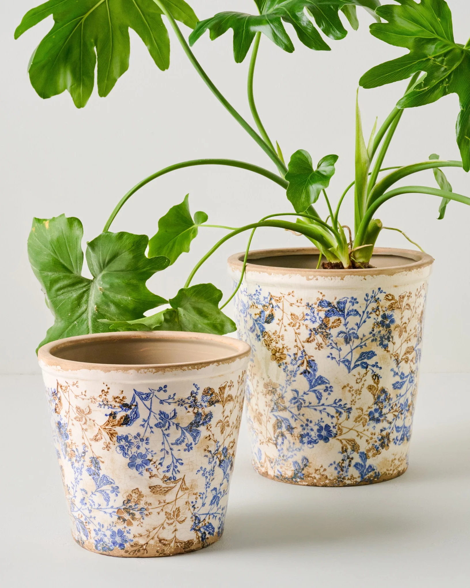 Blue and White Distressed Planter