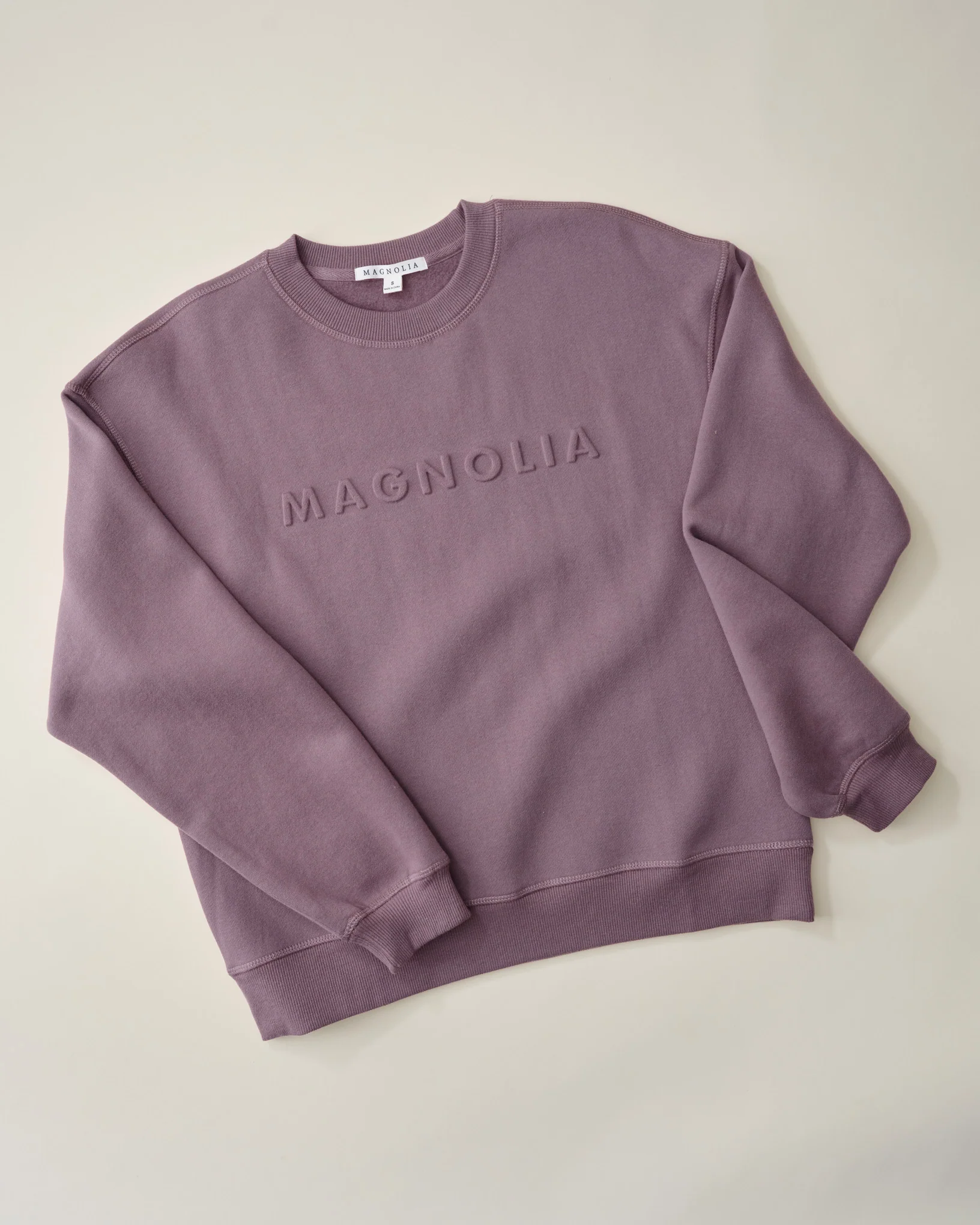 Magnolia Embossed Dusty Mauve Brushed Fleece Sweatshirt
