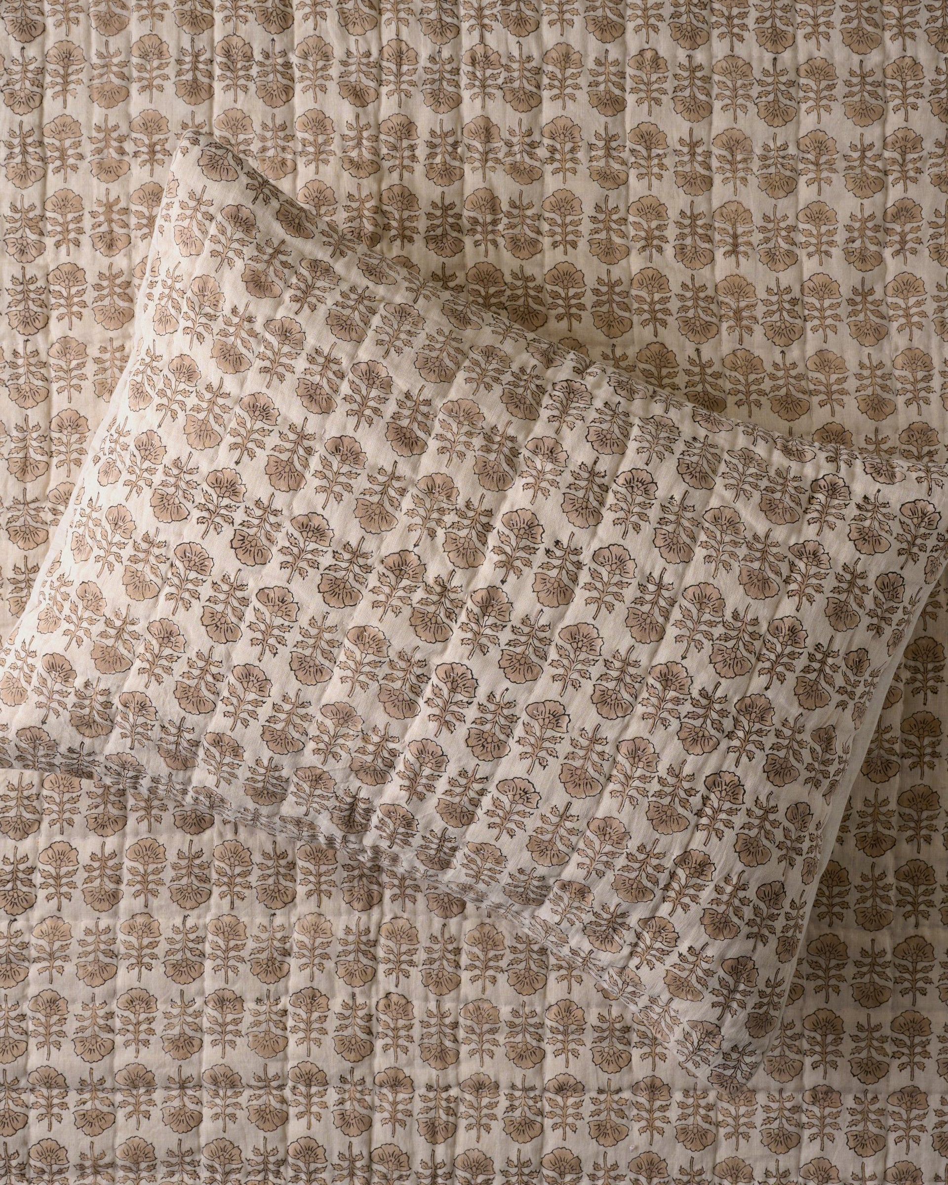 Flora Block Print Pillow Sham - Natural
