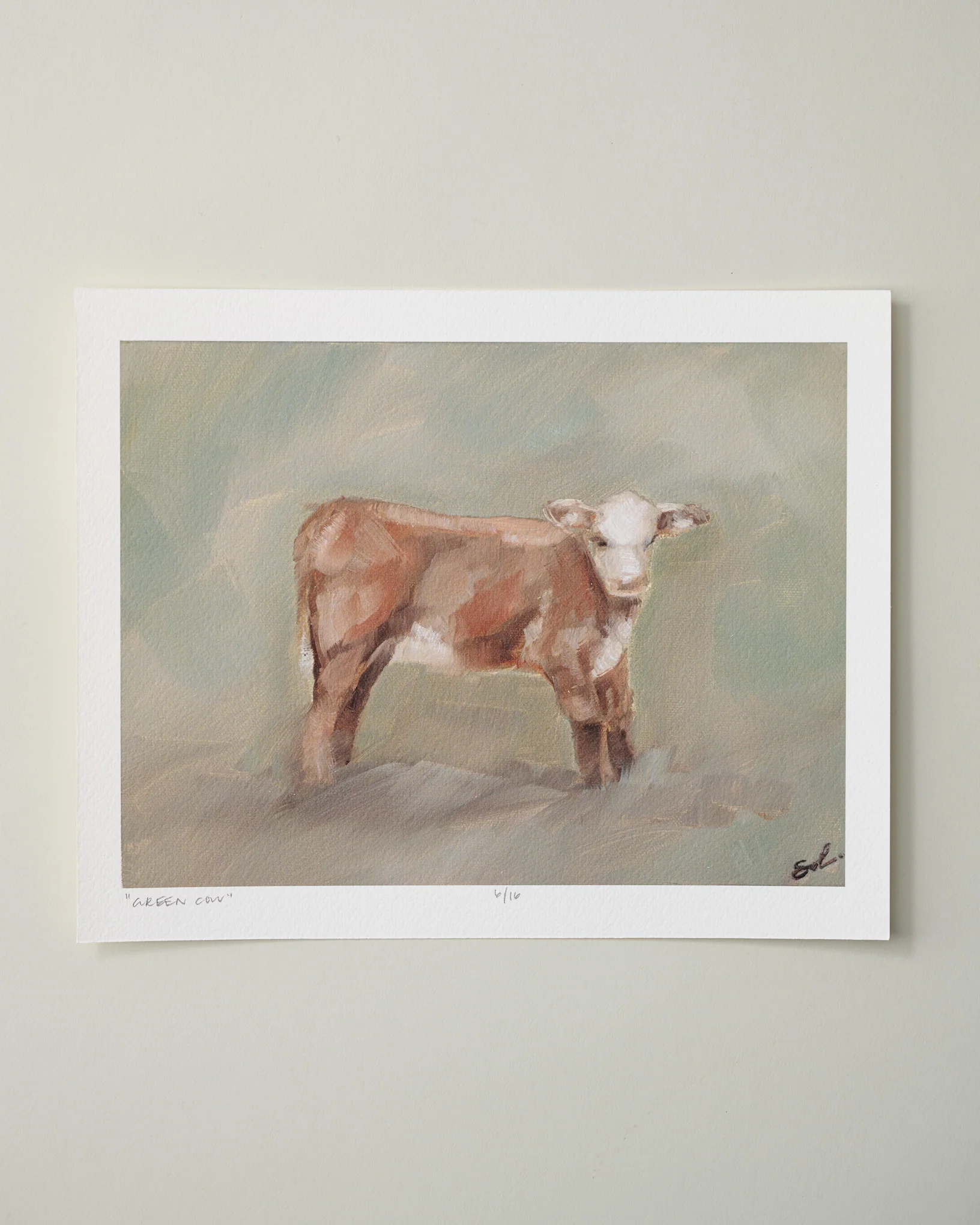 Green Cow Fine Art Print - 8 x 10