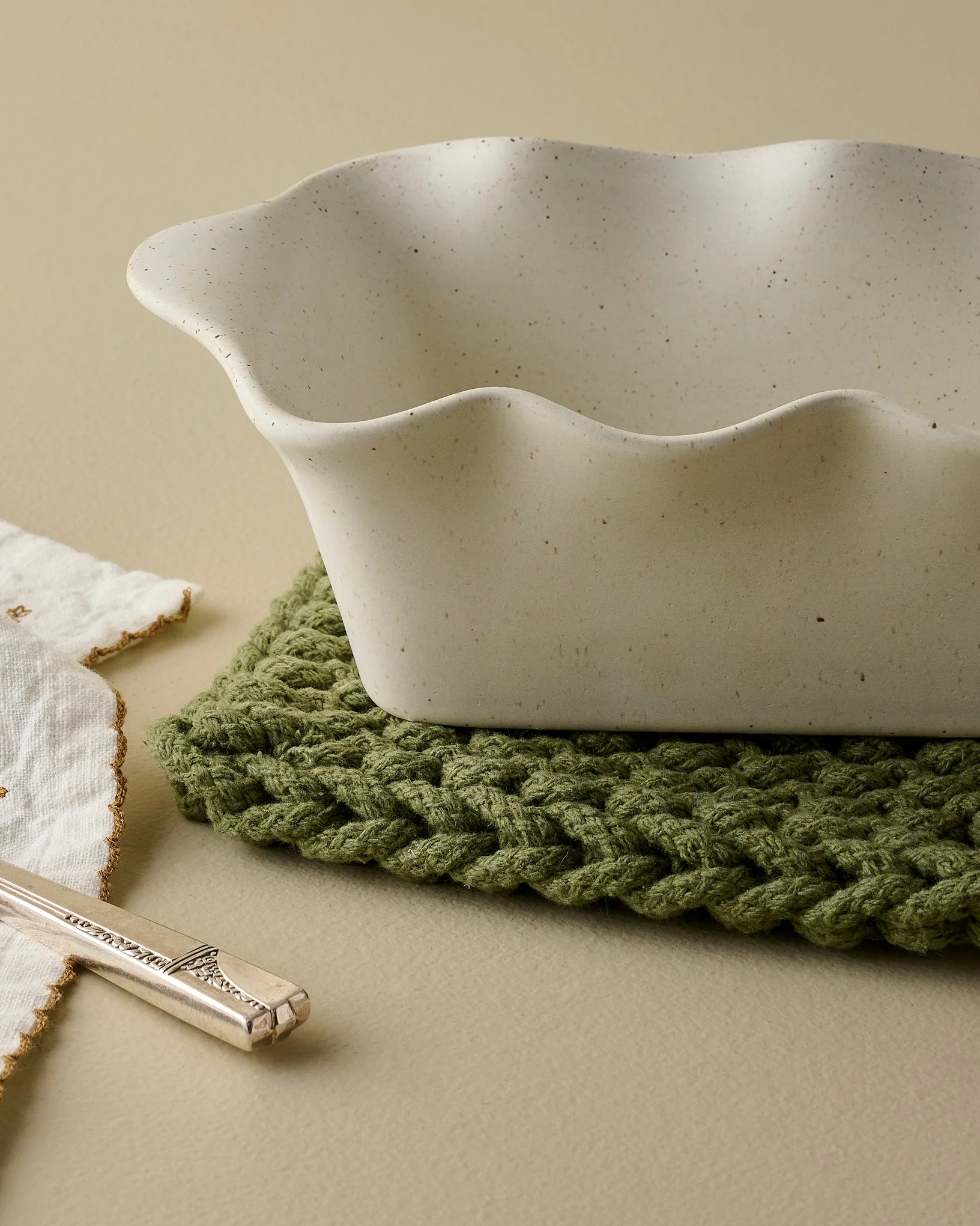 French White Scalloped Loaf Pan