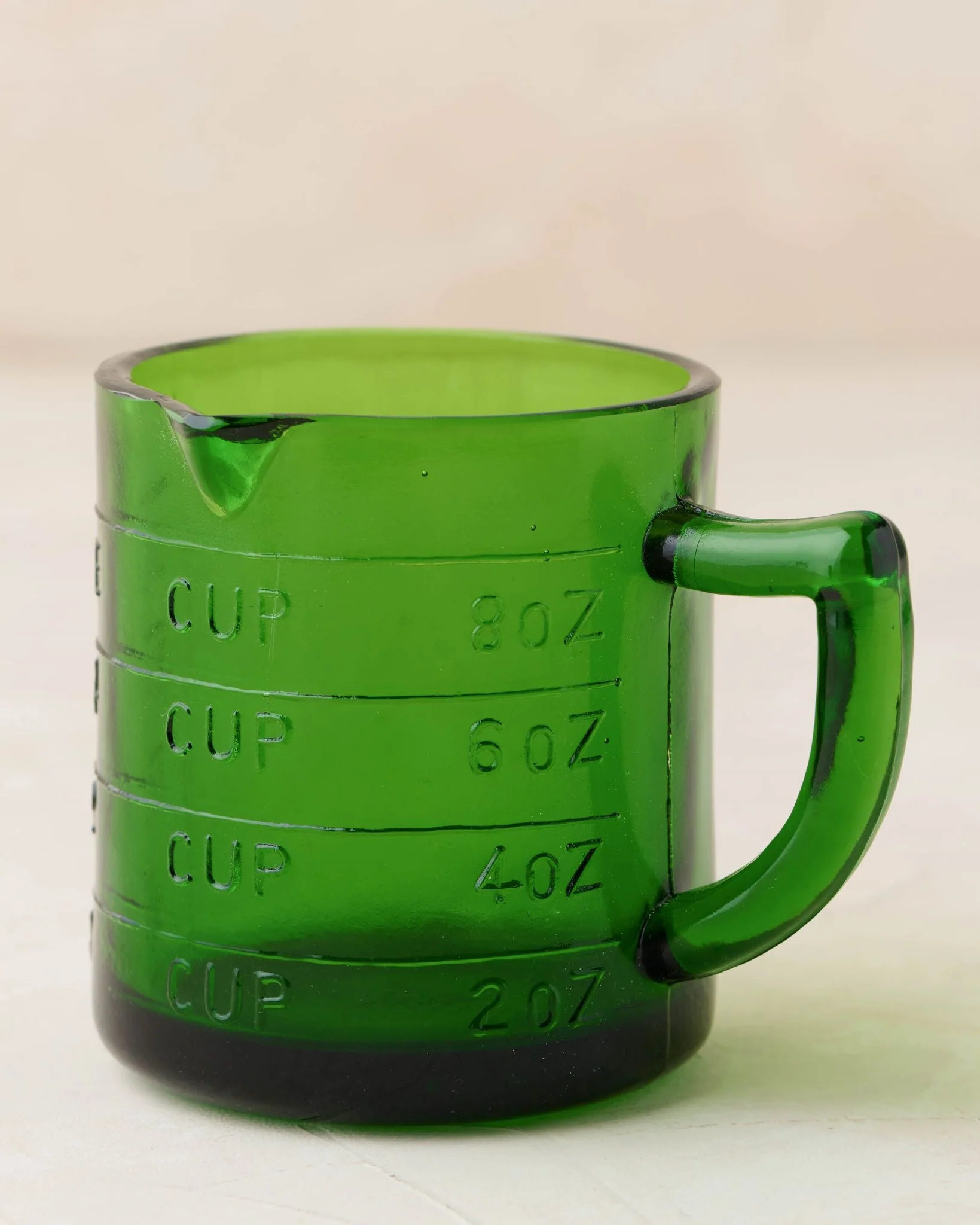 Green Glass One Cup Measuring Cup