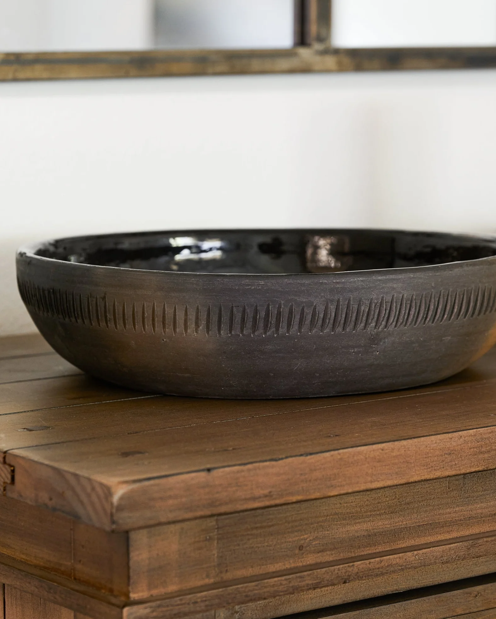Rustic Black Clay Accent Bowl