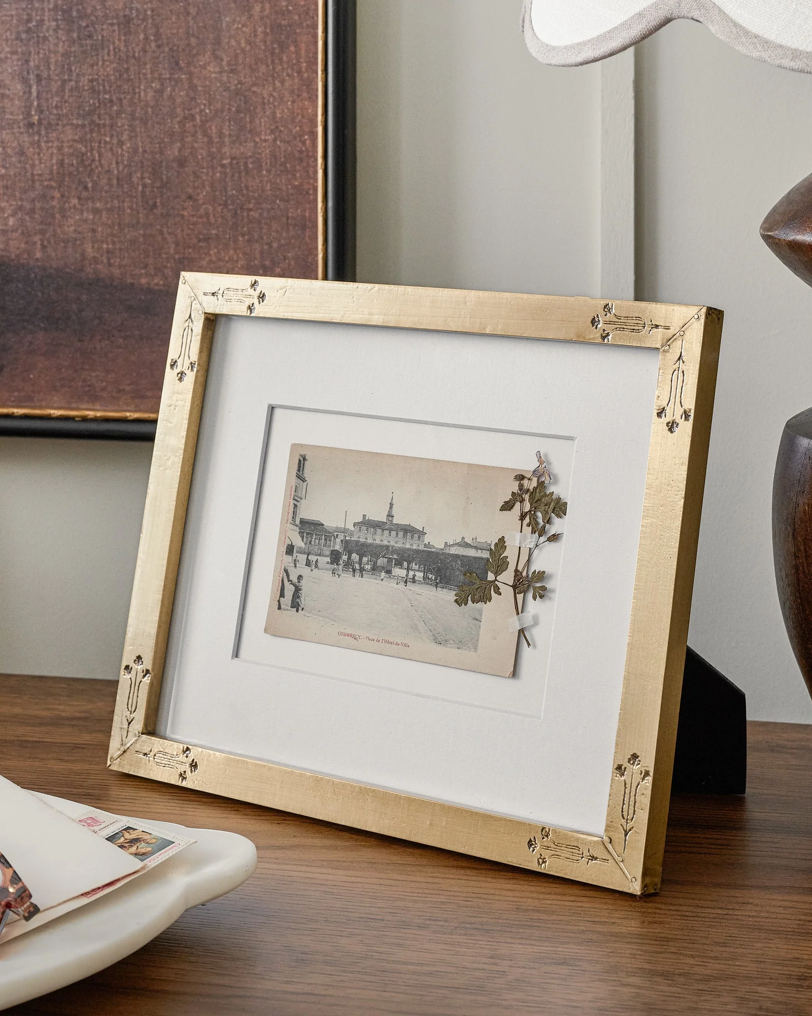 Floral Antique Brass Photo Frame