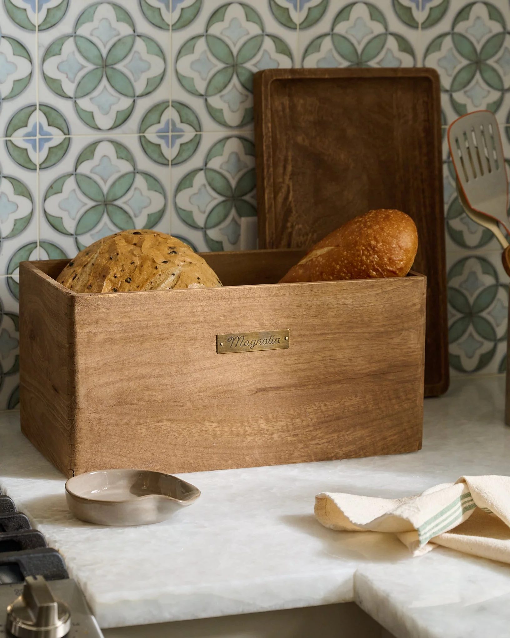 Magnolia Antiqued Wood Storage Box