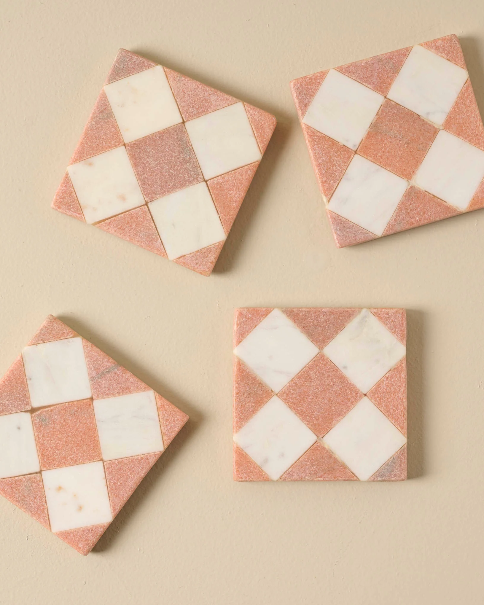 Carmella Checkered Marble Coasters Set of Four
