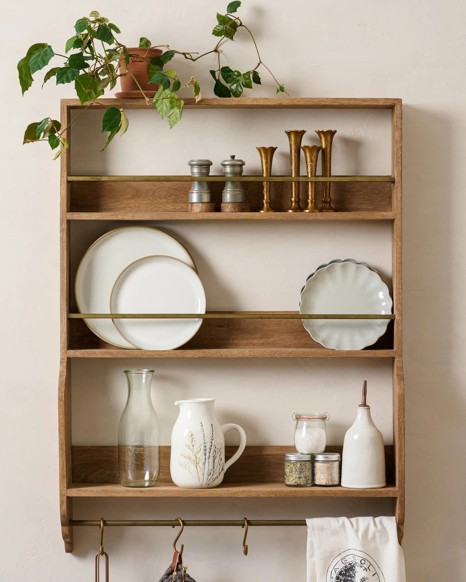Hannon Wood and Brass Display Shelf