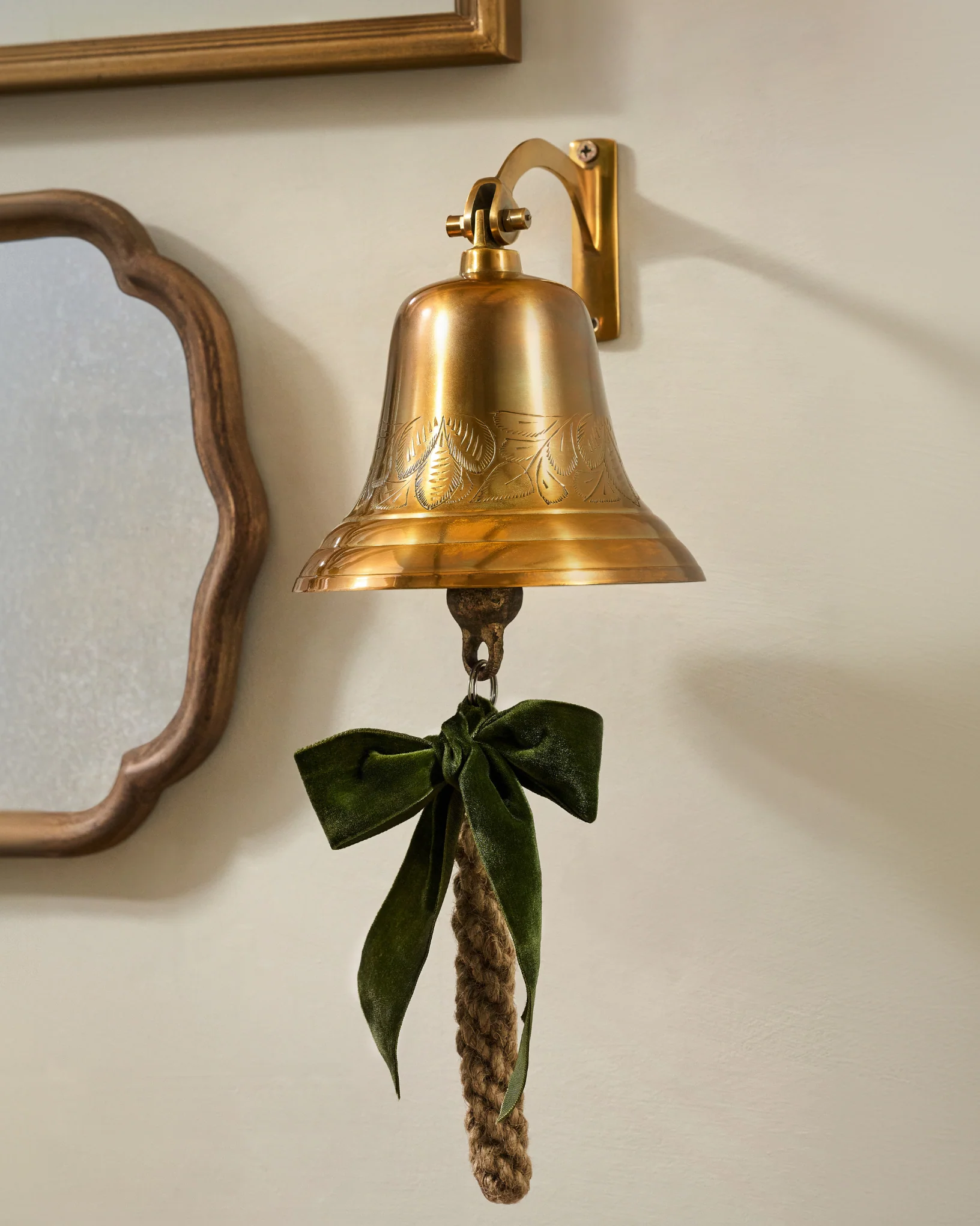 Polished Brass Etched Wall Bell