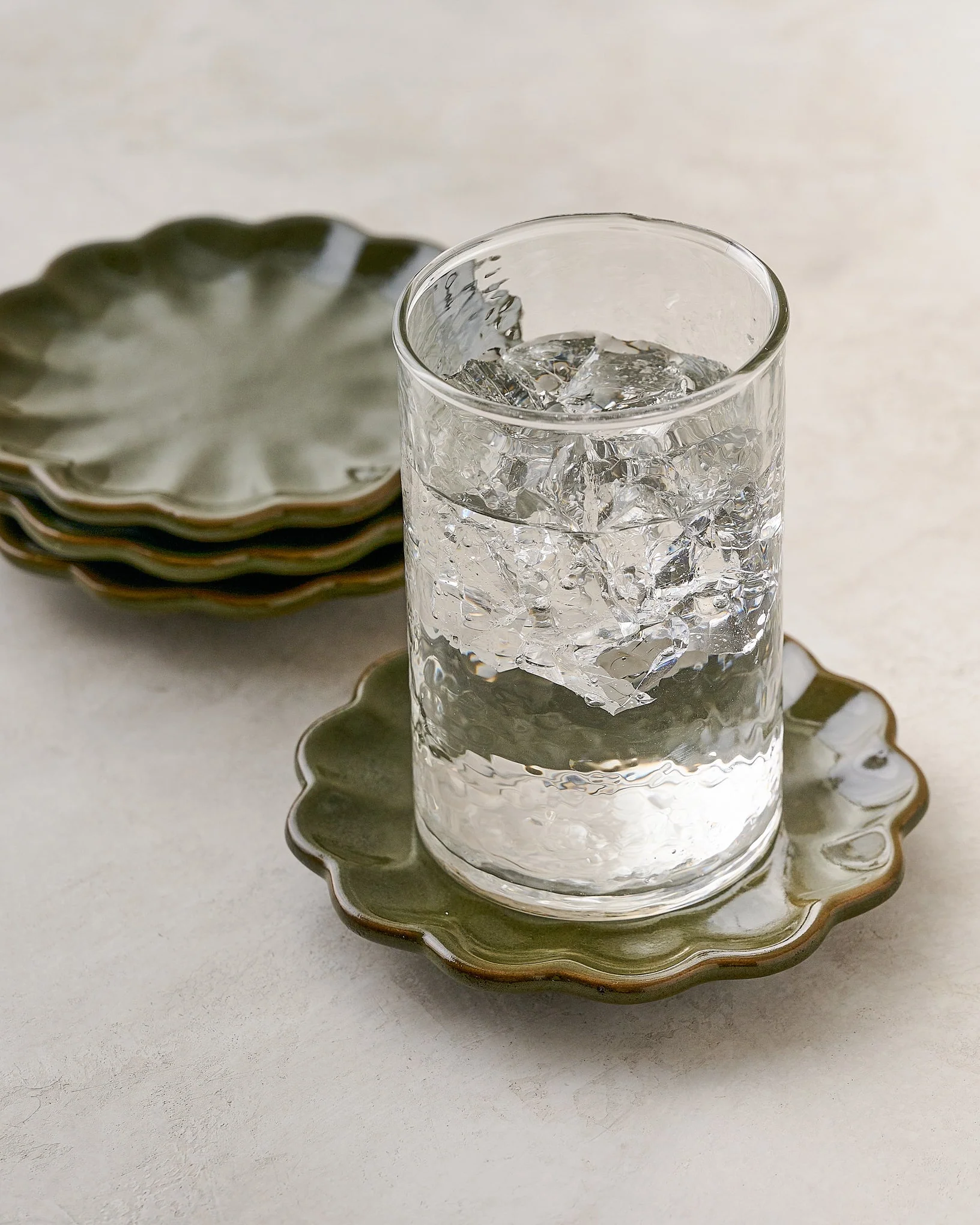 Sage Scalloped Edge Coaster Set of Four
