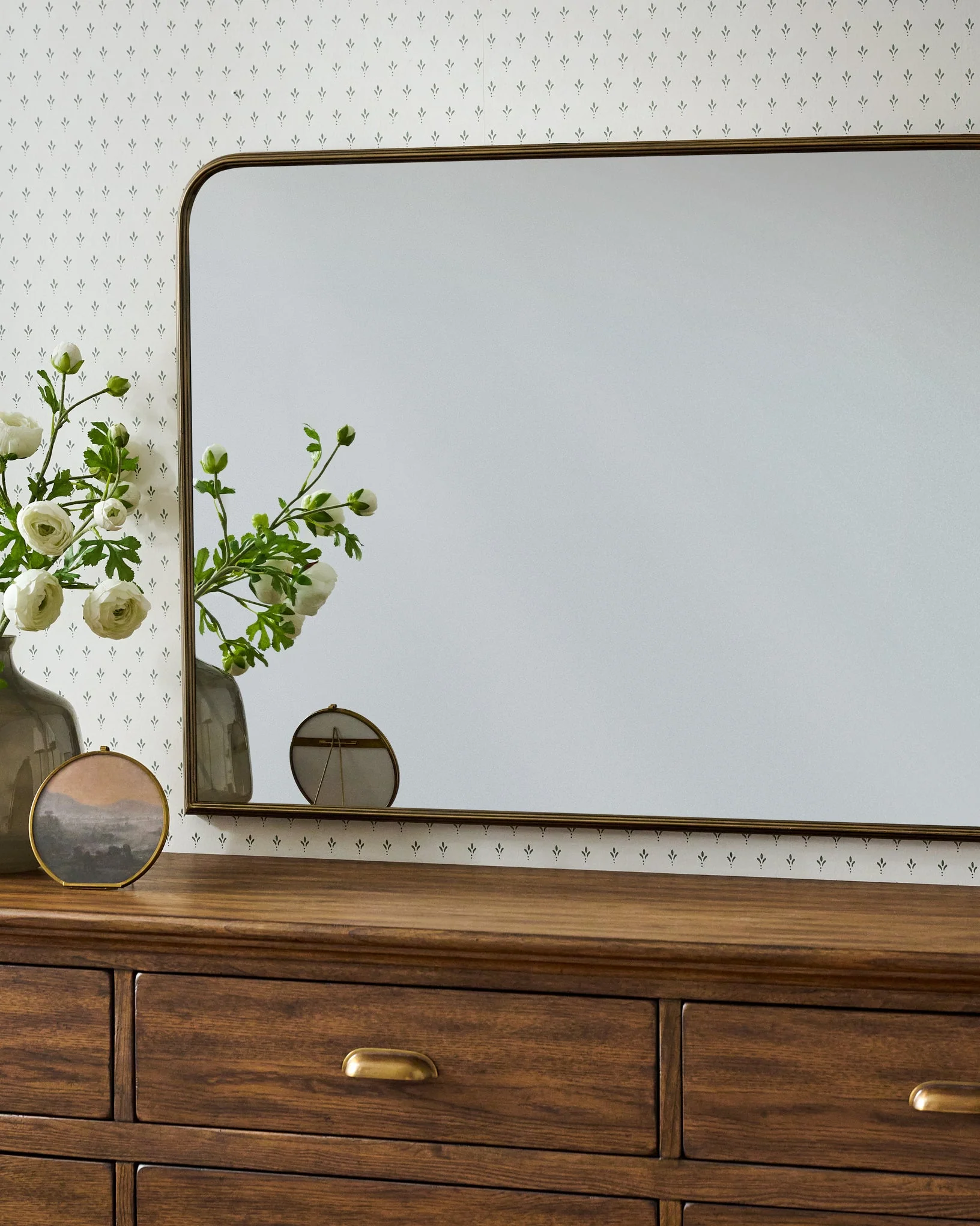 Collin Ribbed Brass Mantel Mirror