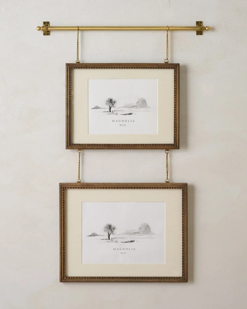 Colleen Wood and Brass Rail Double Picture Frame