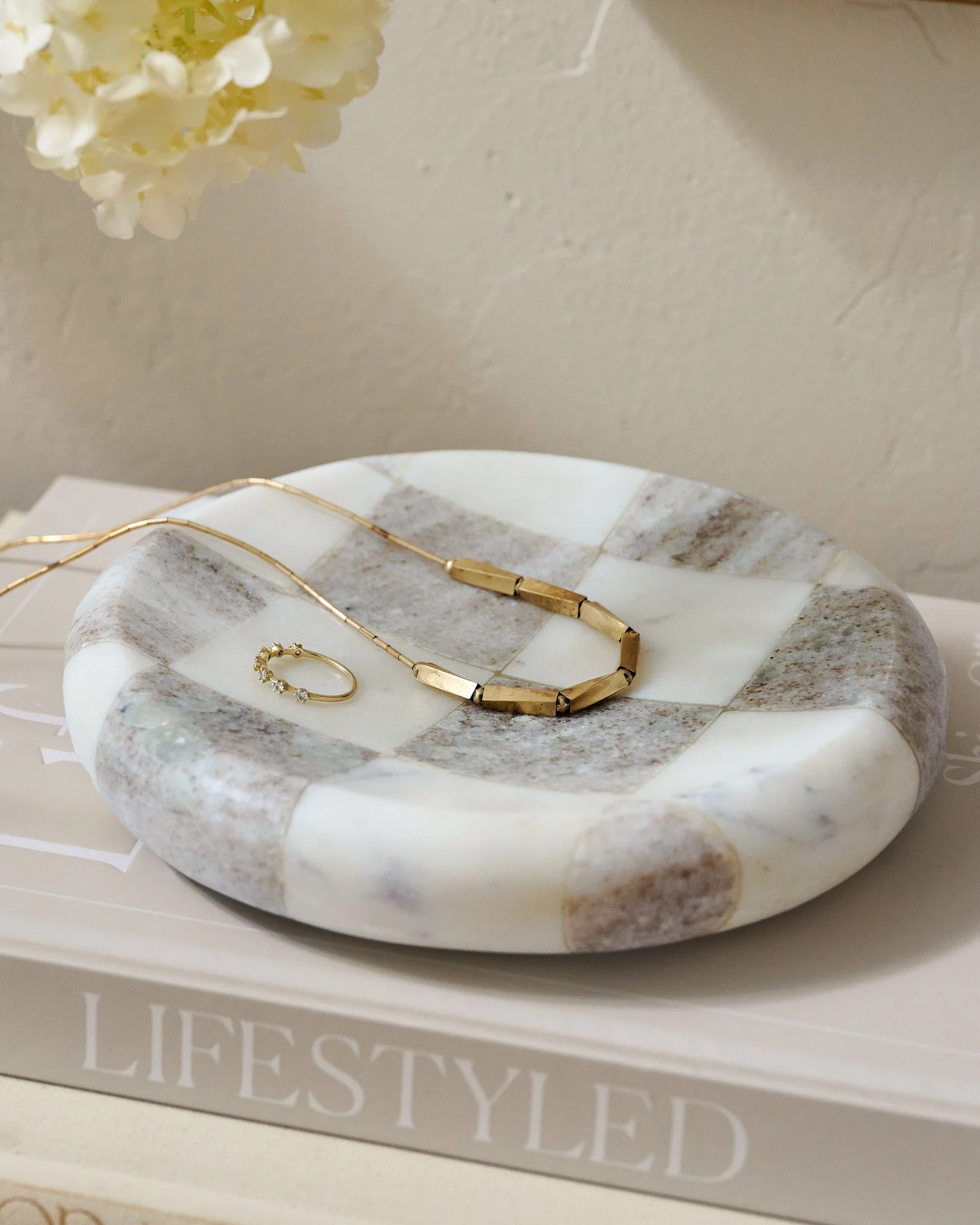 Everett Checkered Marble Trinket Tray
