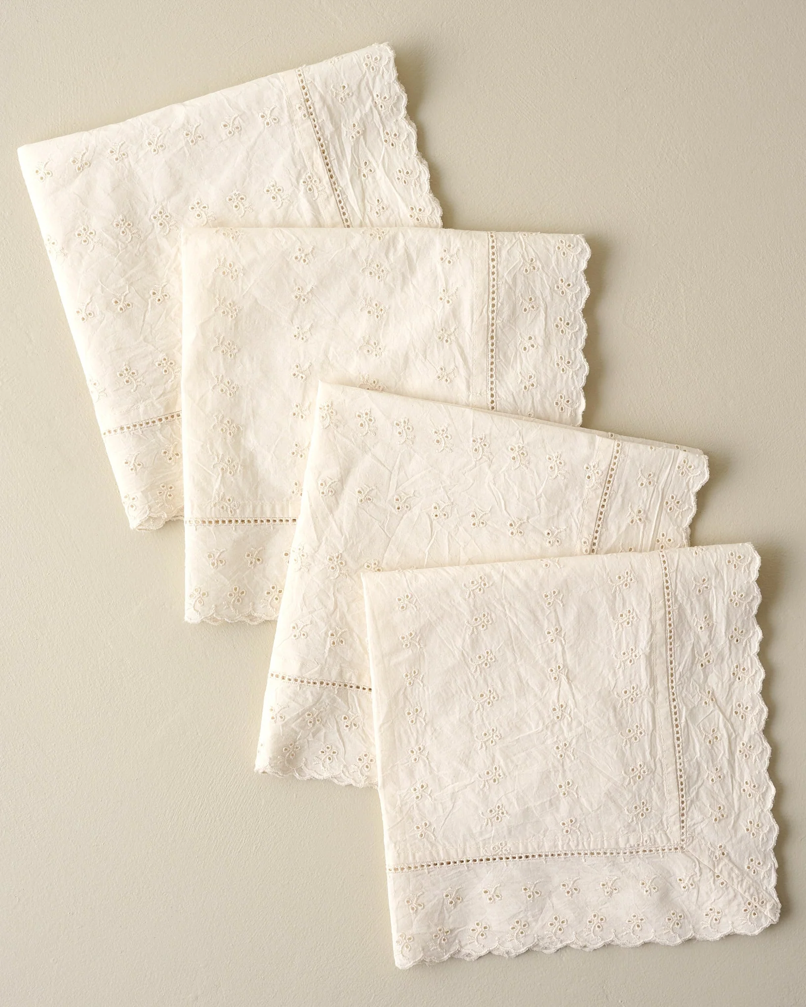 Antique White Eyelet Napkin Set of Four