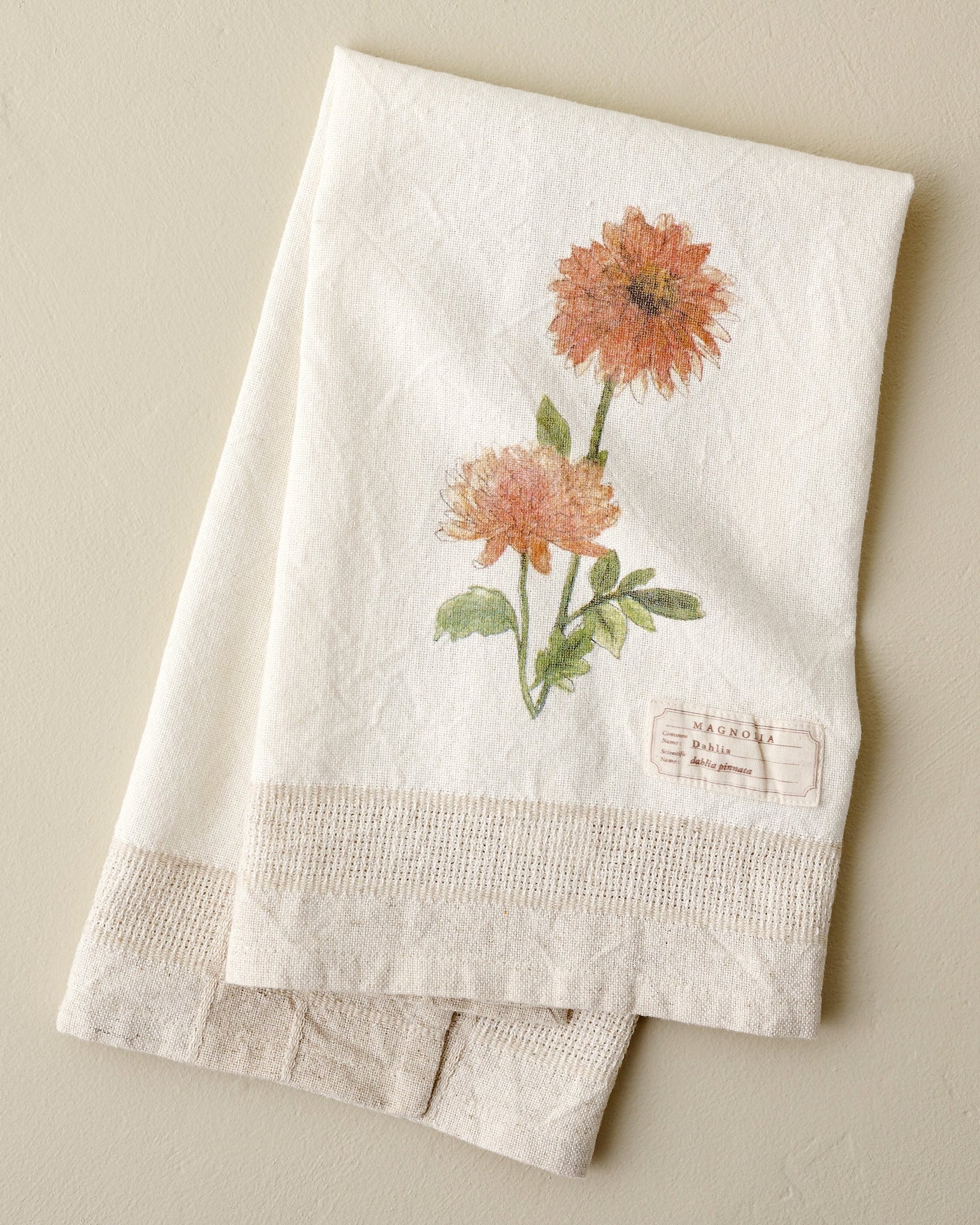 Magnolia Dahlia Garden Tea Towel