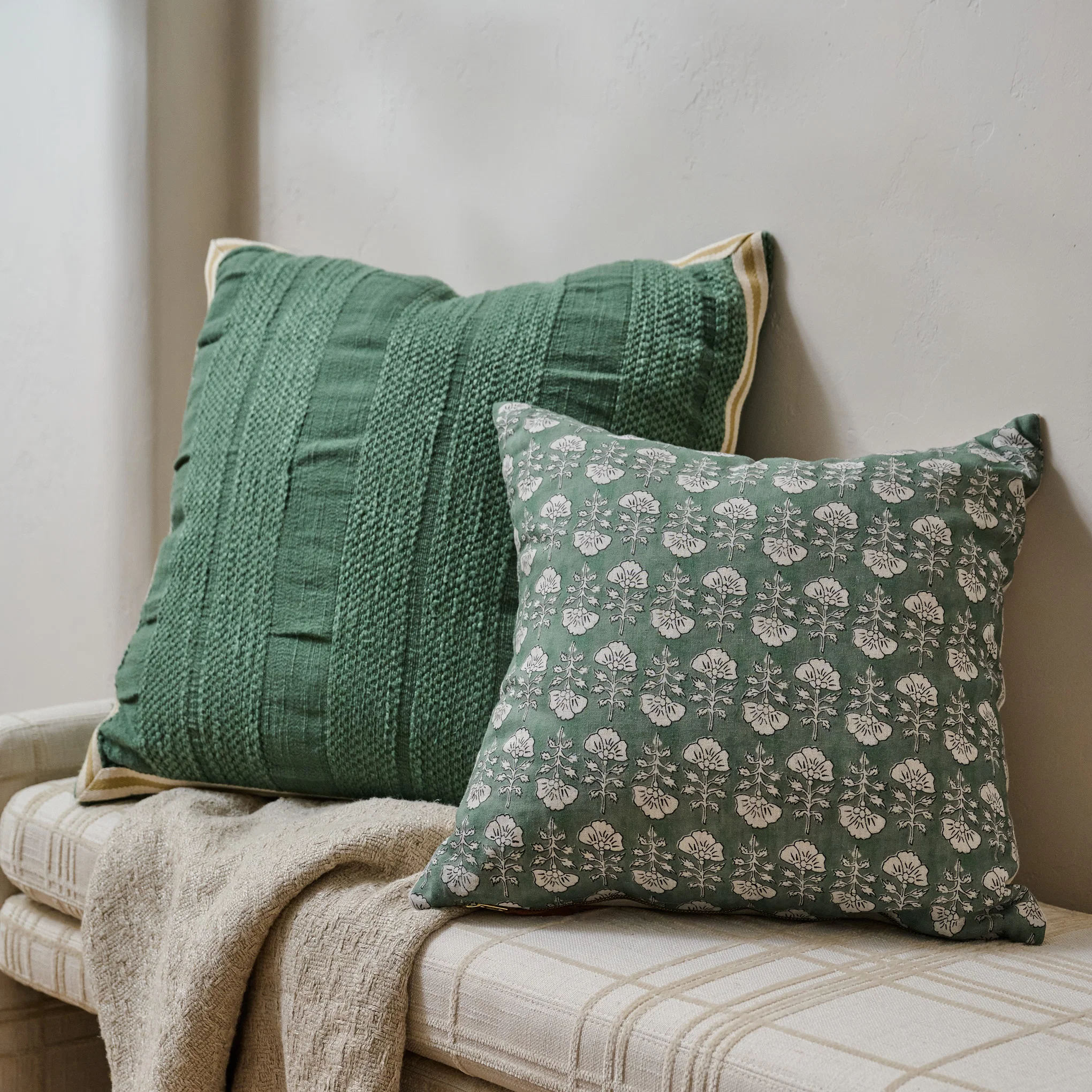 Flora Dusty Green Printed Pillow