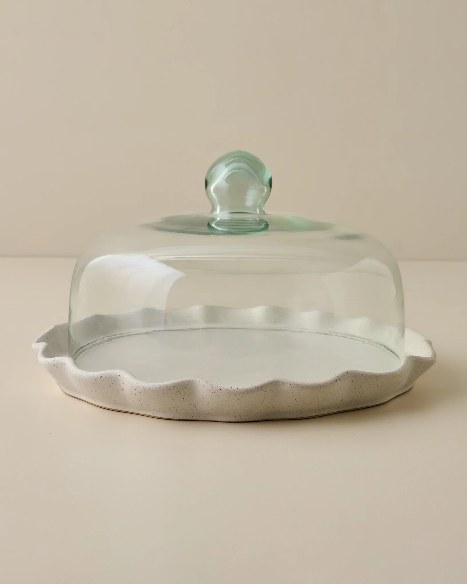 French White Ruffle Cake Plate + Dome