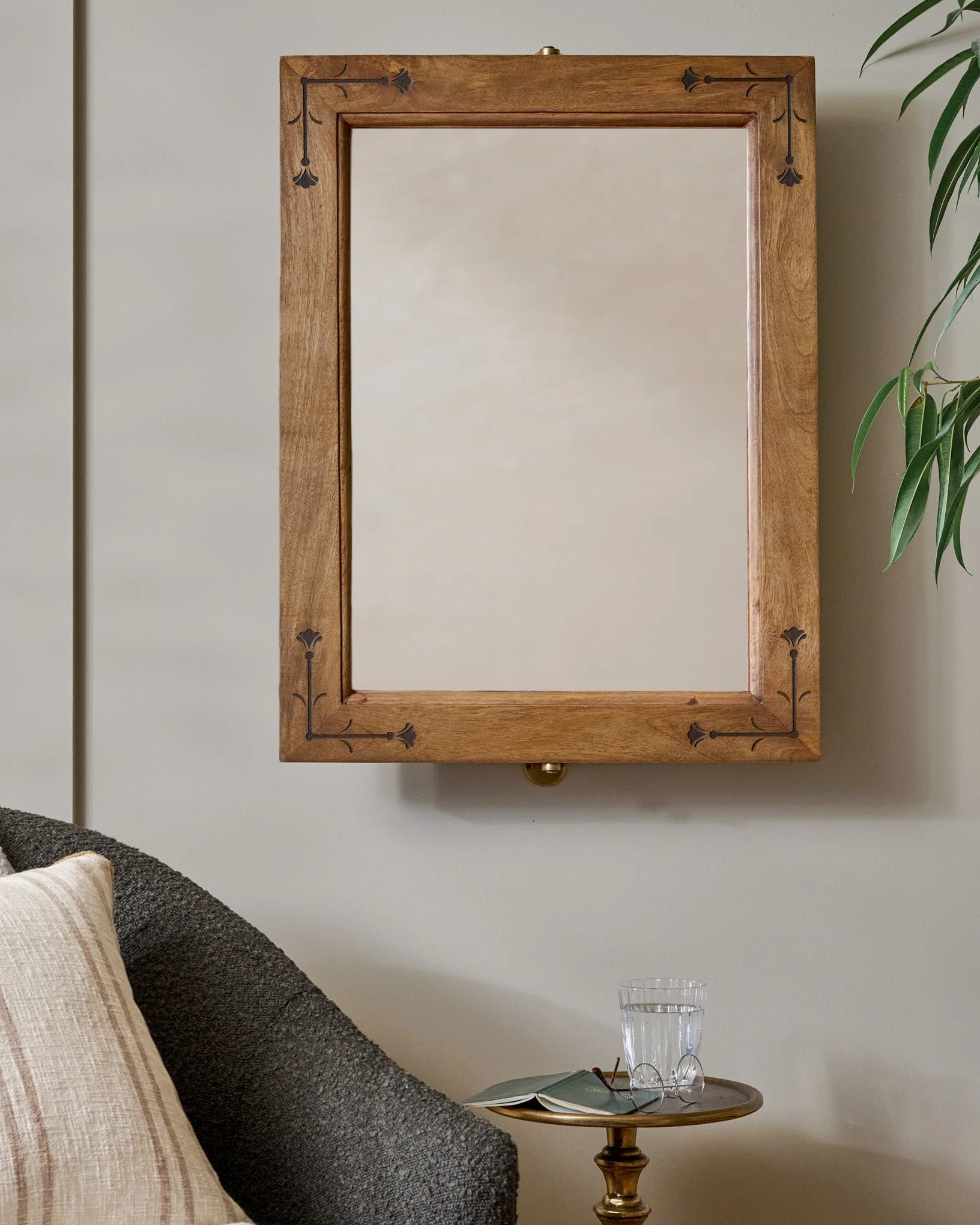 Penelope Wood and Brass Swivel Mirror