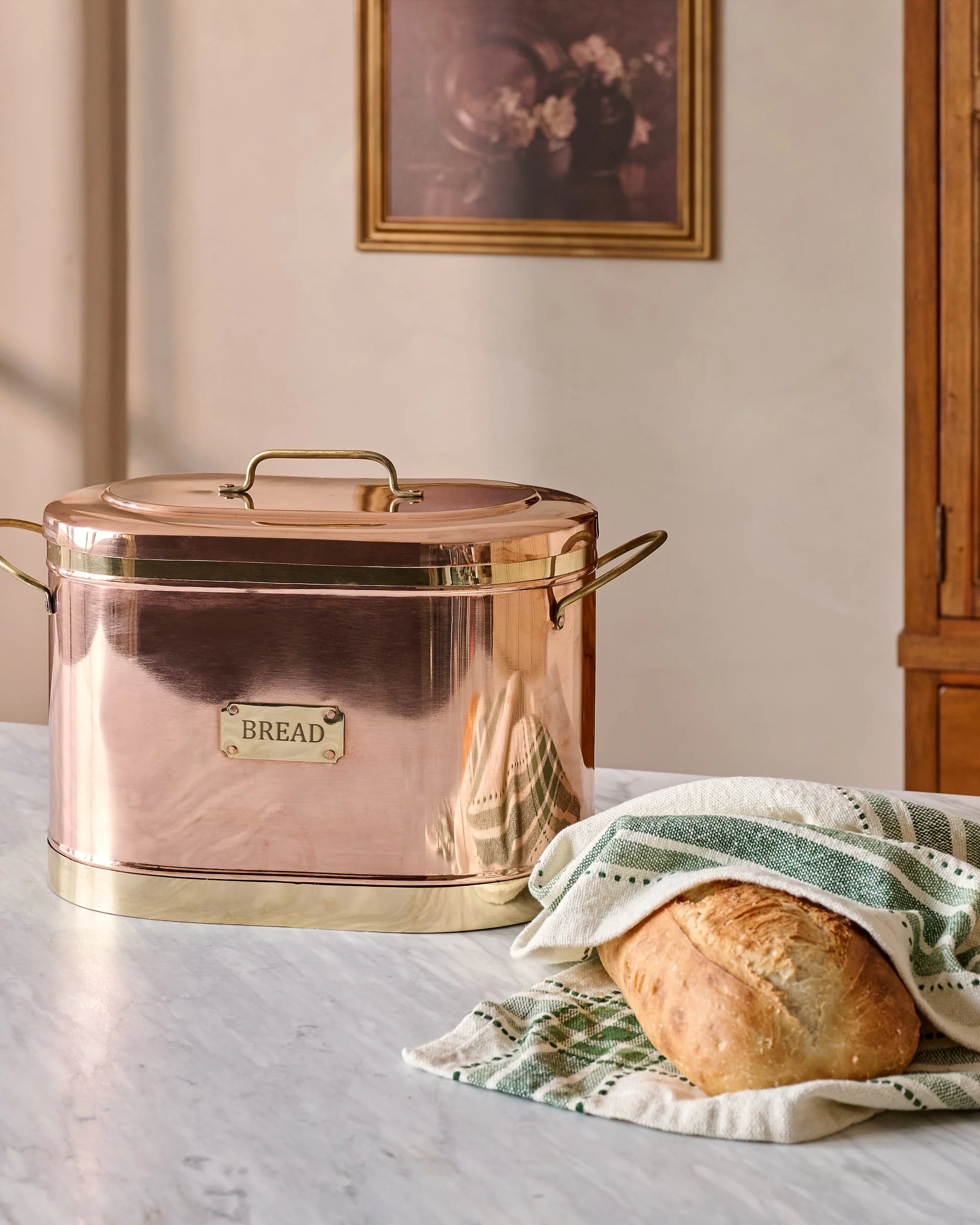 Magnolia Copper Bread Box