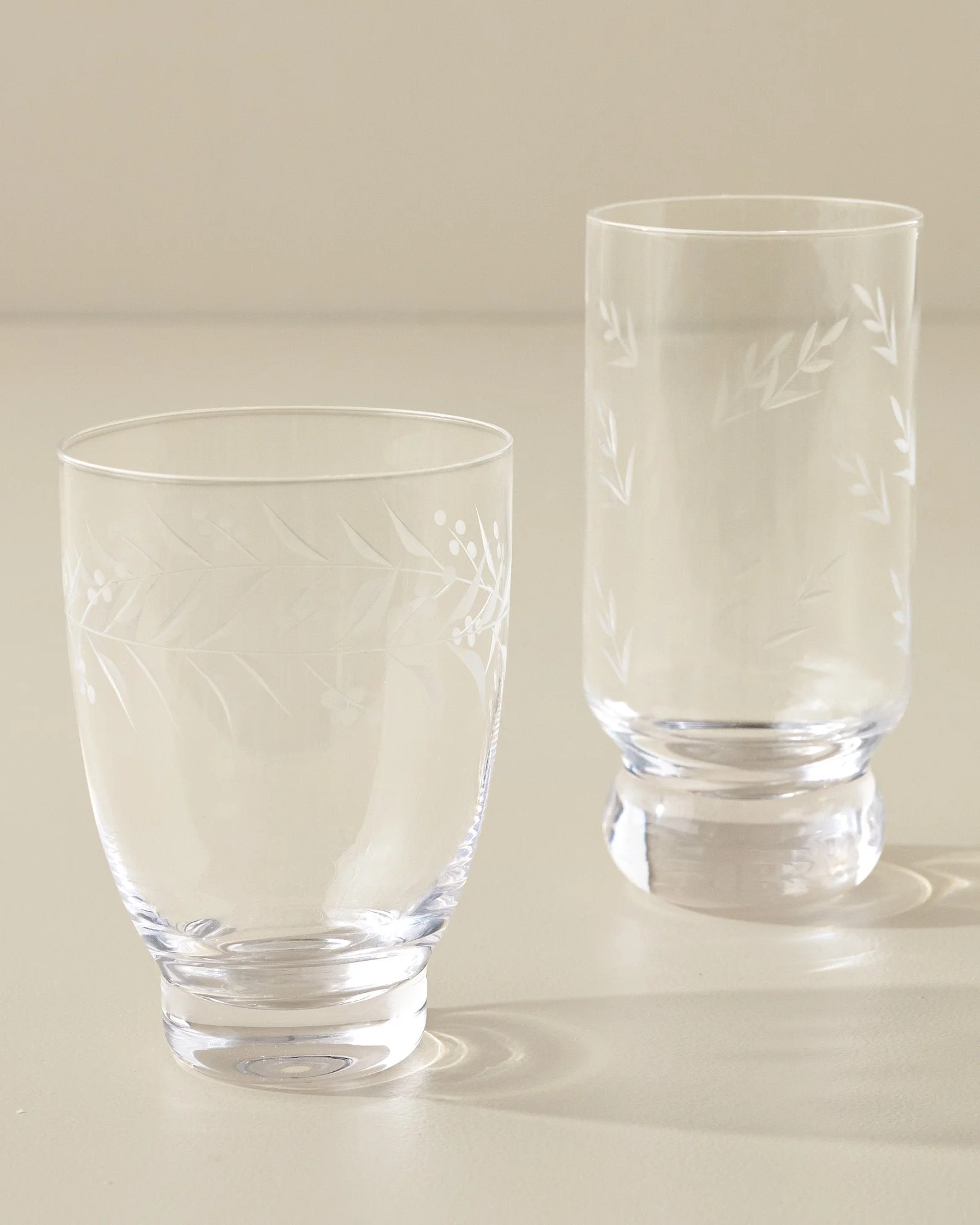 Vintage-Inspired Etched Glass Tumbler