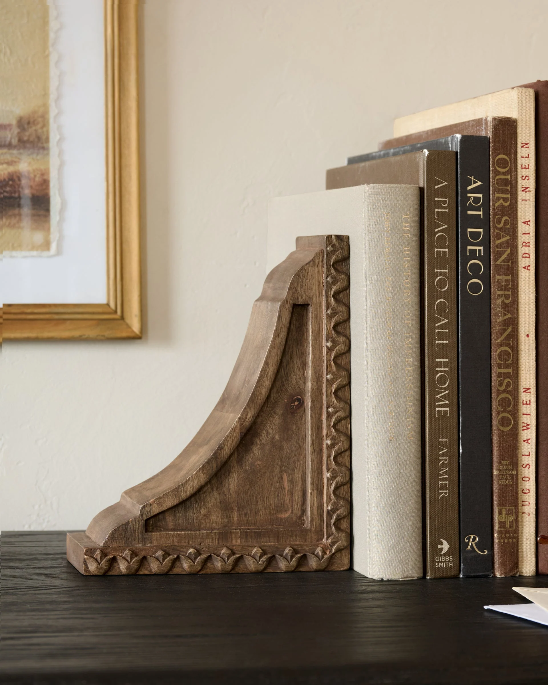 Warren Hand Carved Wood Bookends