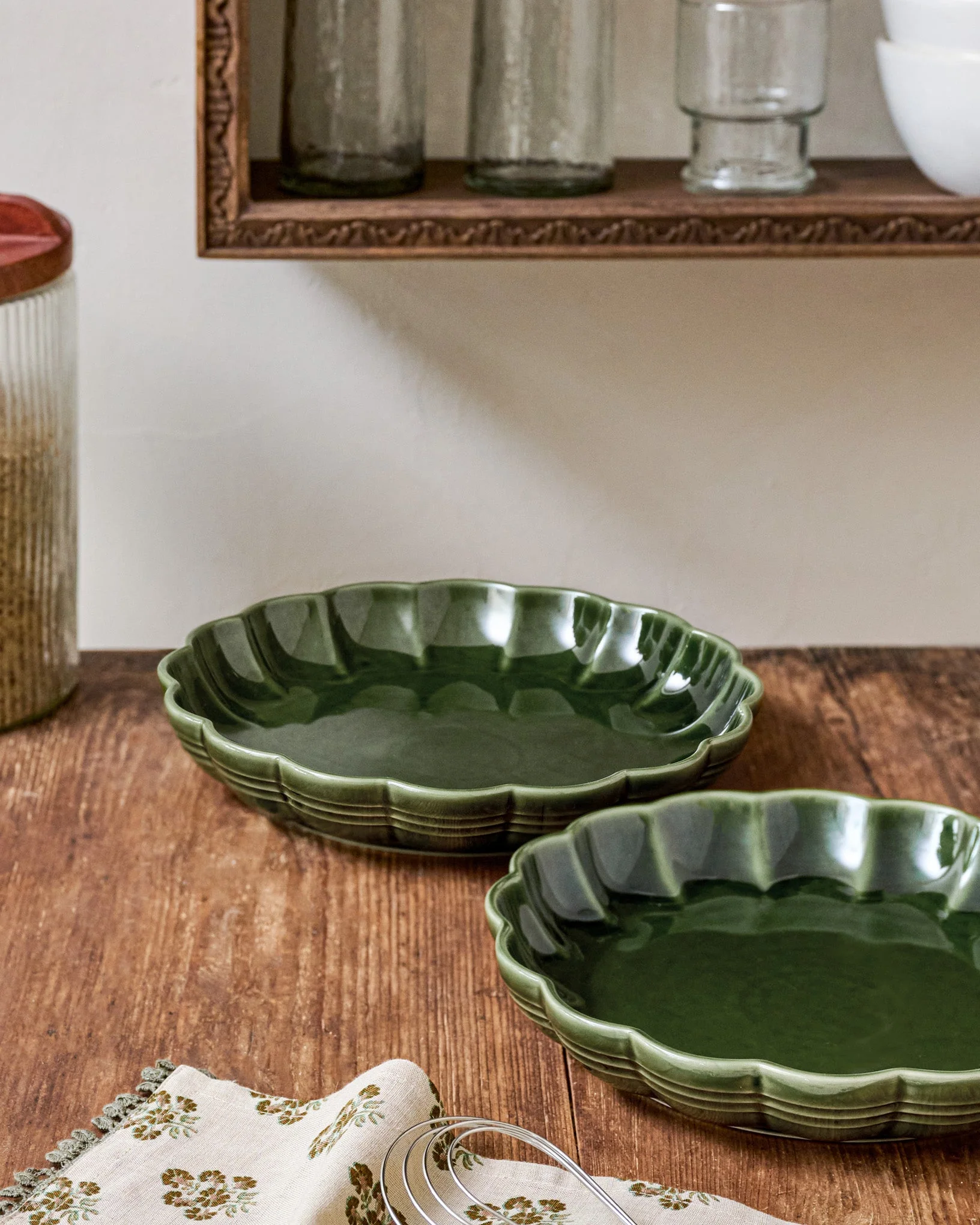 The Cottage Collection Forest Green Scalloped Baking Dish Set
