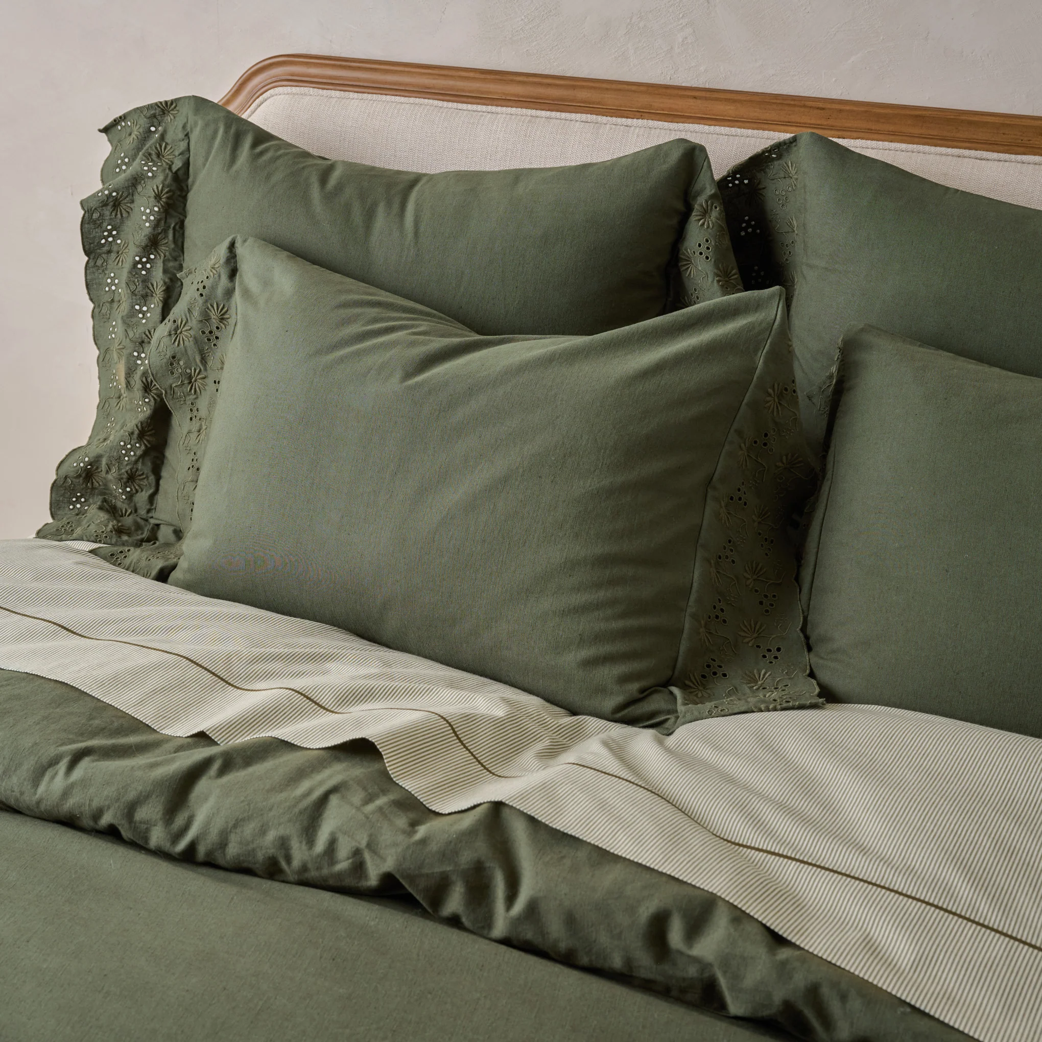 Olive Night Clara Eyelet Flange Quilt + Sham Set (King)
