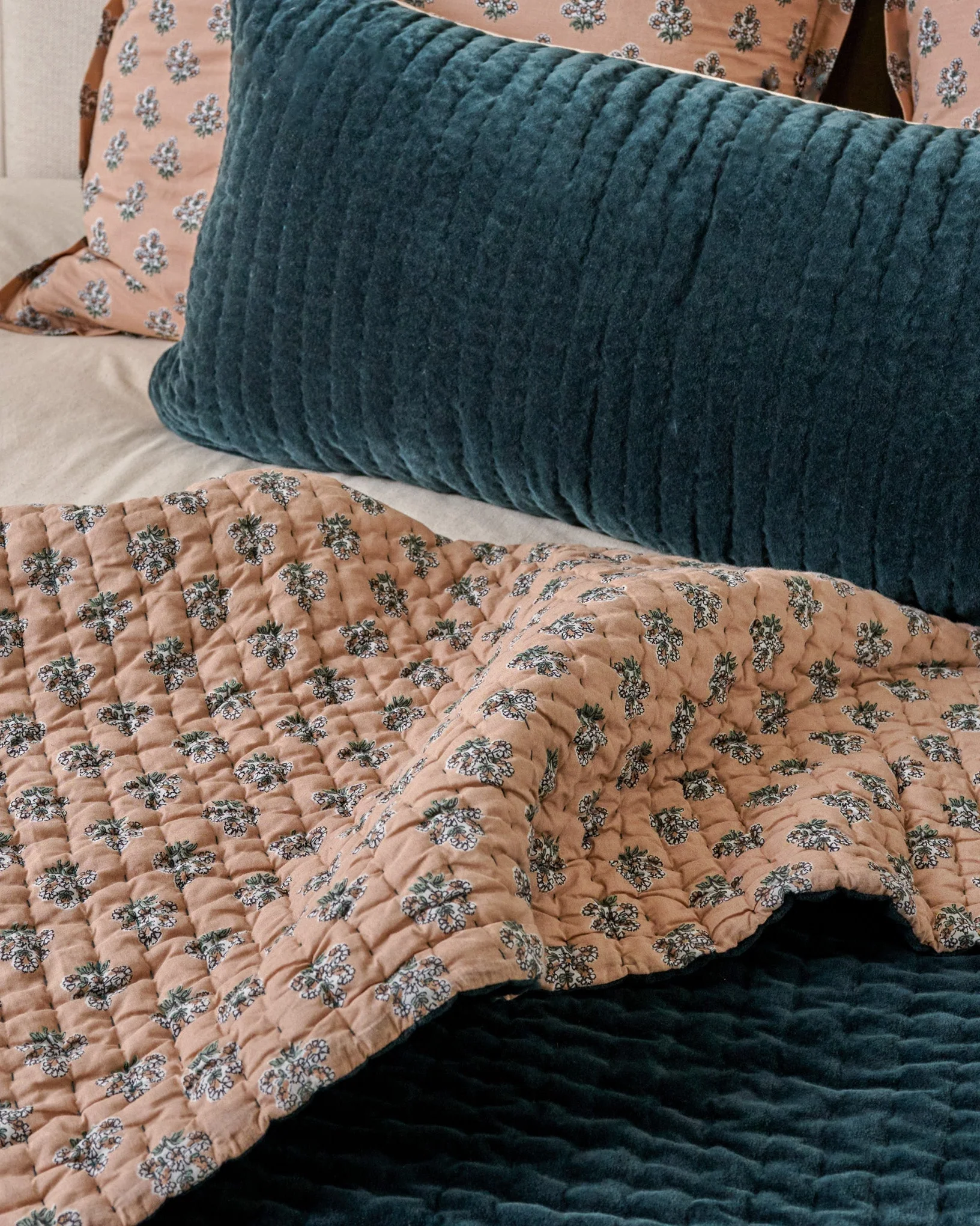 Audrey Velvet Block Print Quilt - Magical Forest