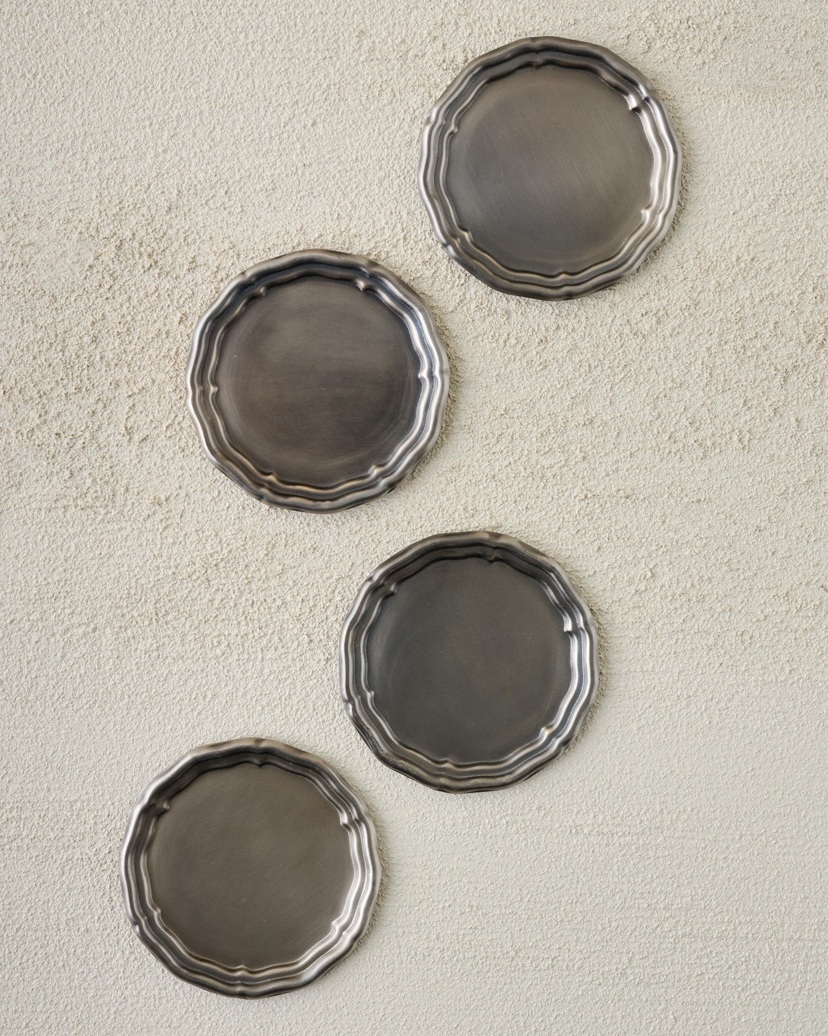 Vintage-Inspired Pewter Coaster Set