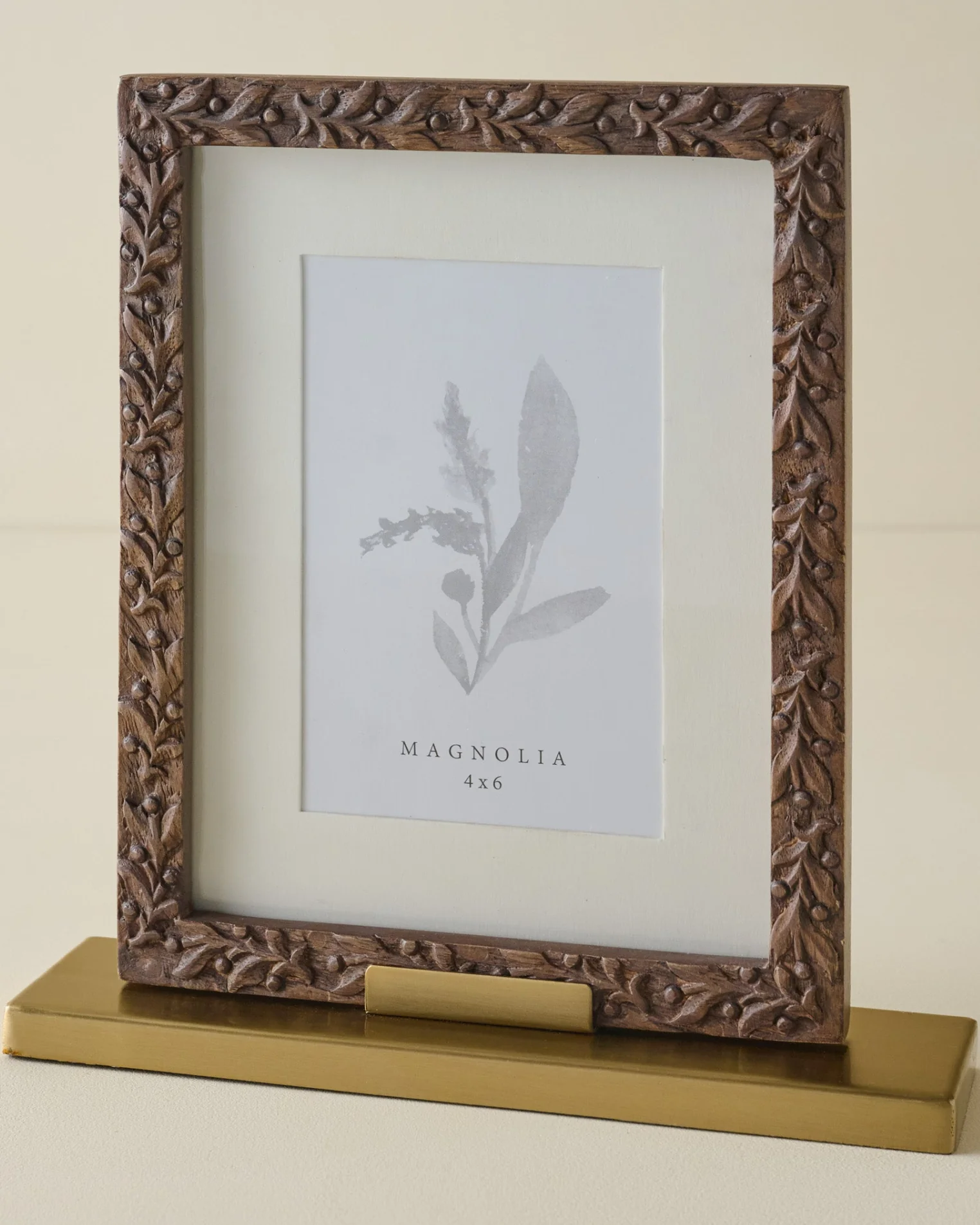 Eleanor Carved Wood and Brass Frame