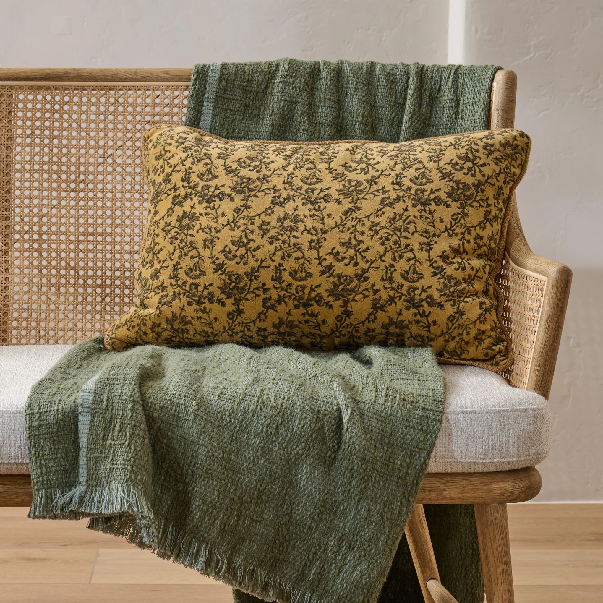 Velvet Amber Vines Lumbar Pillow