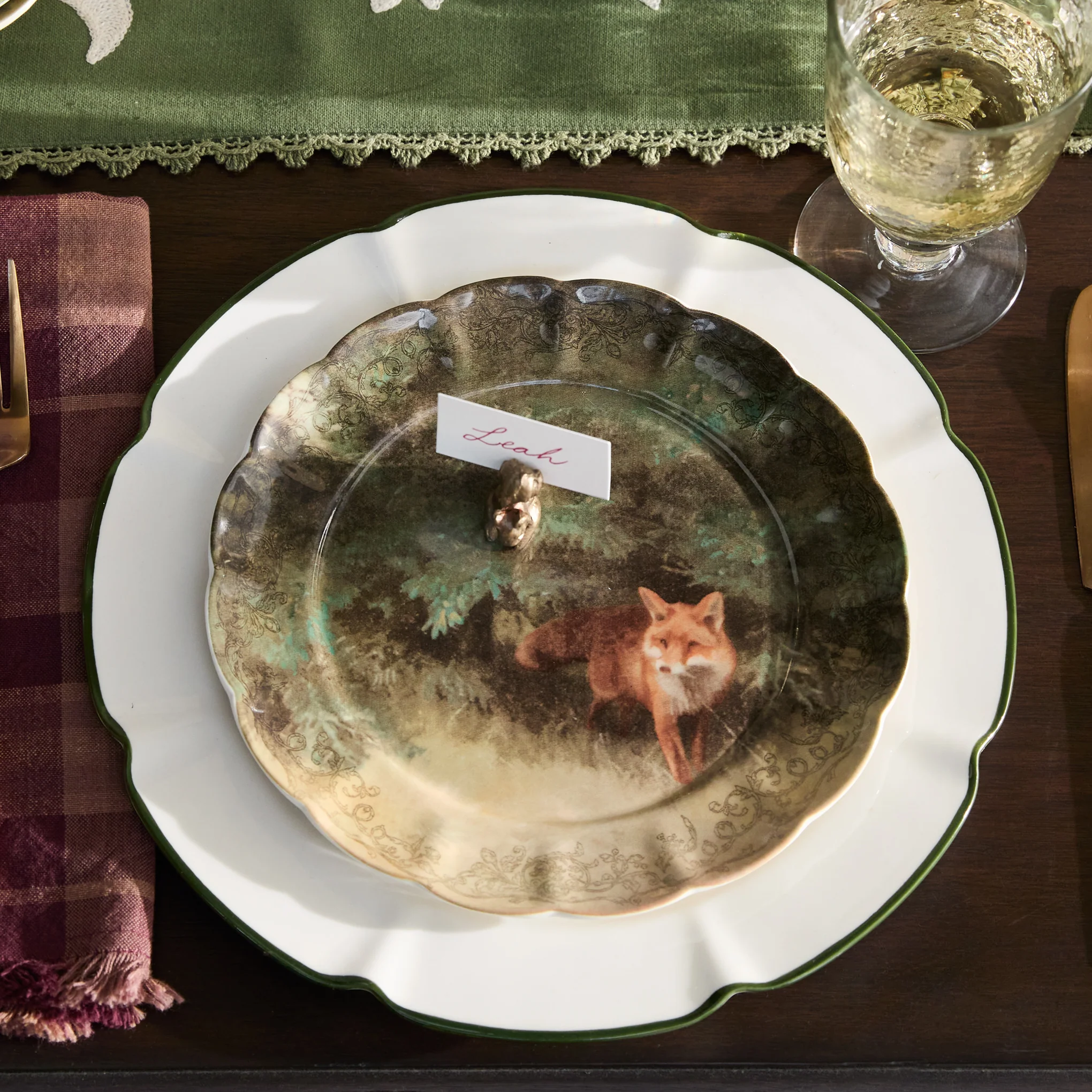 Enchanted Forest Fox Dessert Plate
