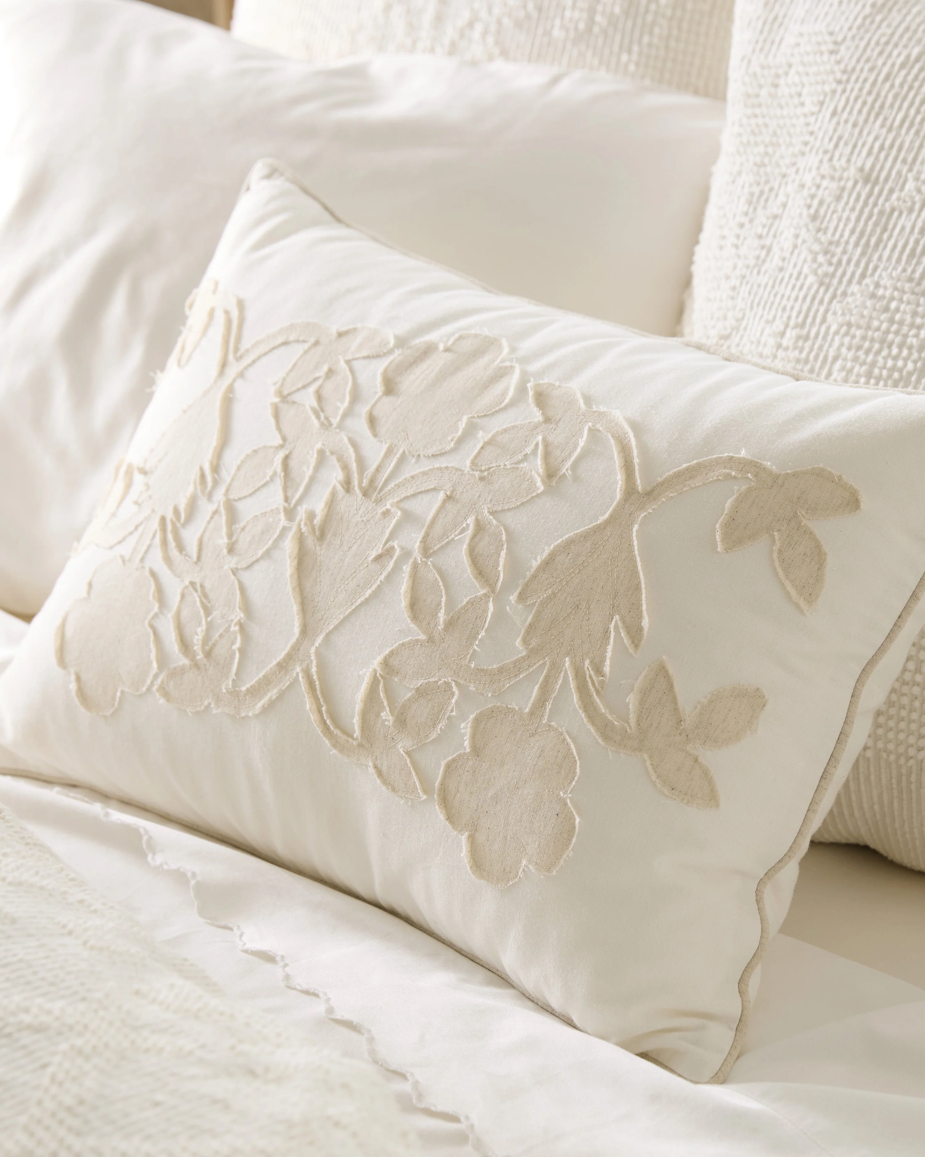 Floral Applique Lumbar Pillow