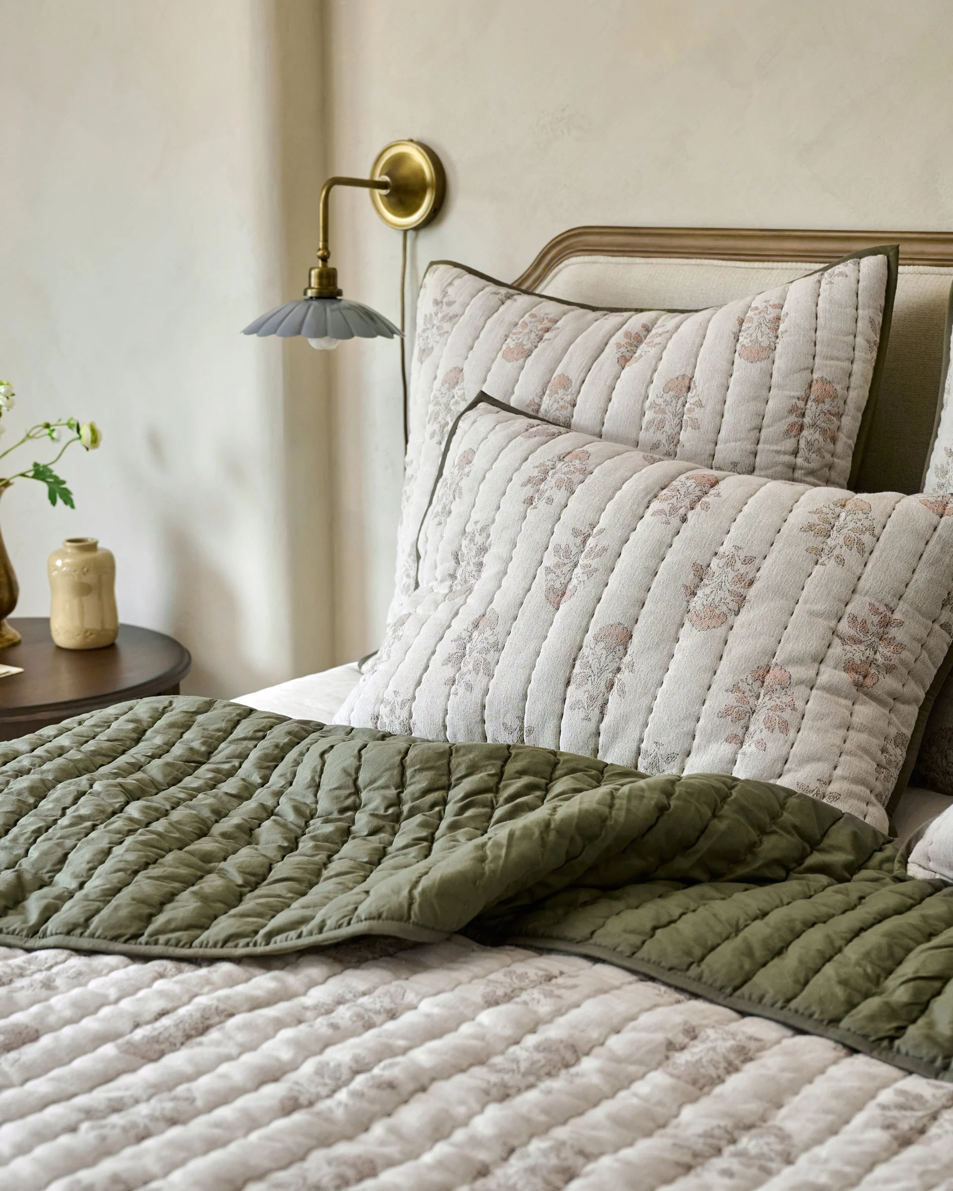 Floral Jacquard Kantha Quilt + Sham Set (King)