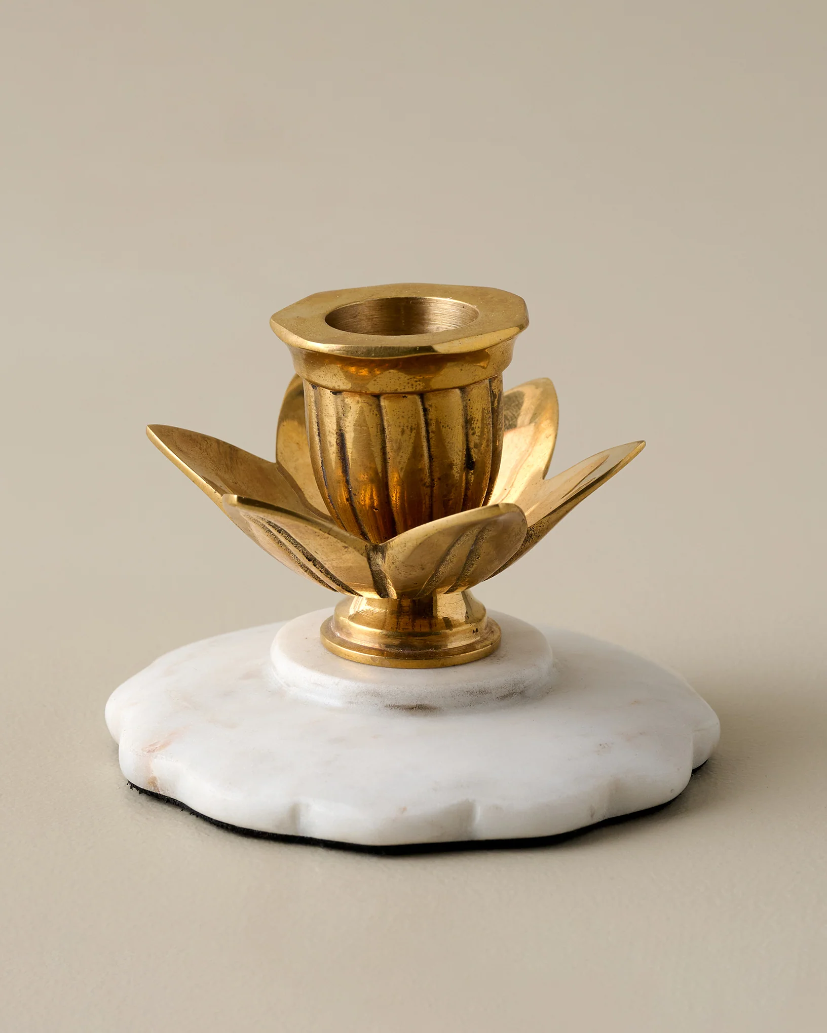 Marble and Brass Tulip Candleholder