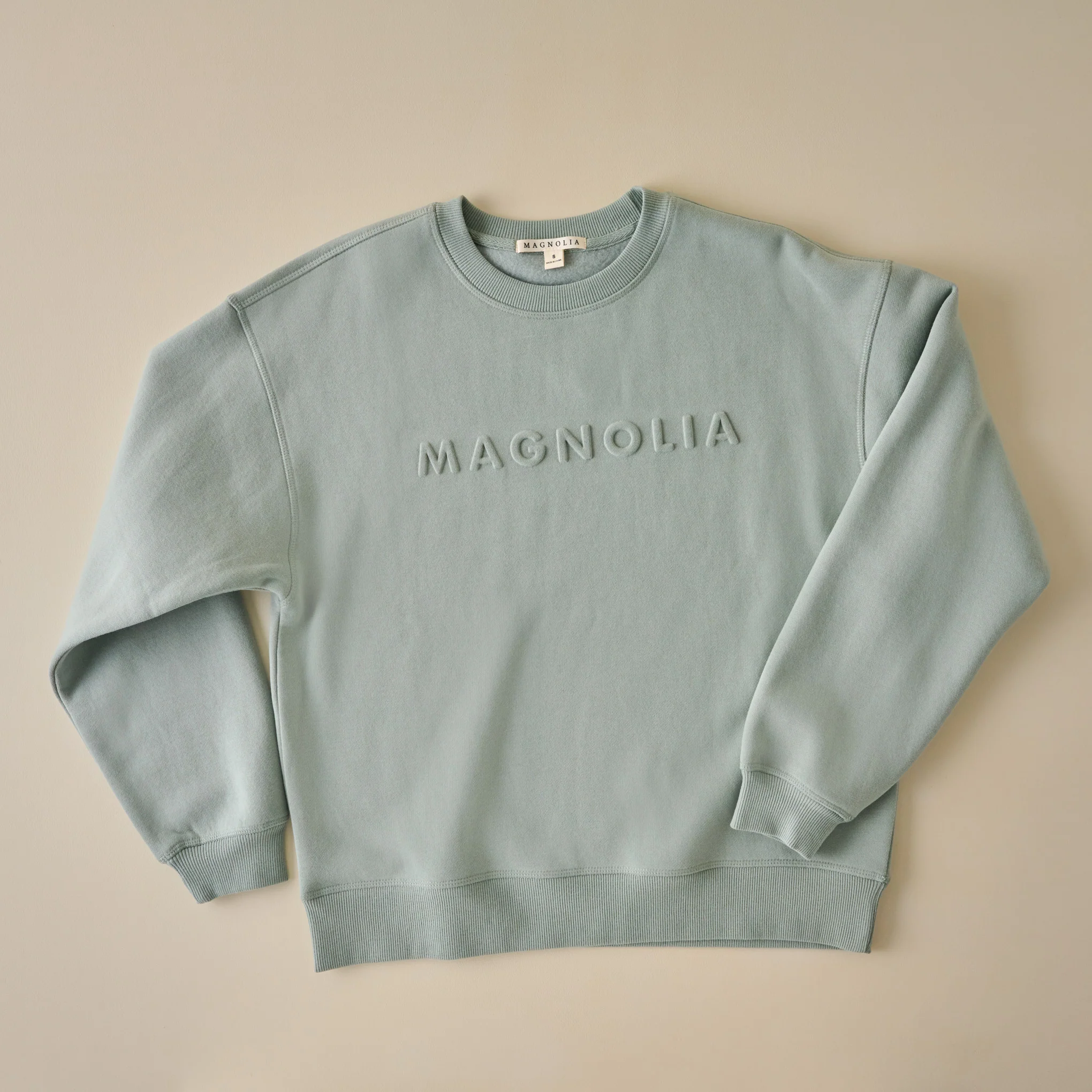 Magnolia Embossed Green Brushed Fleece Sweatshirt