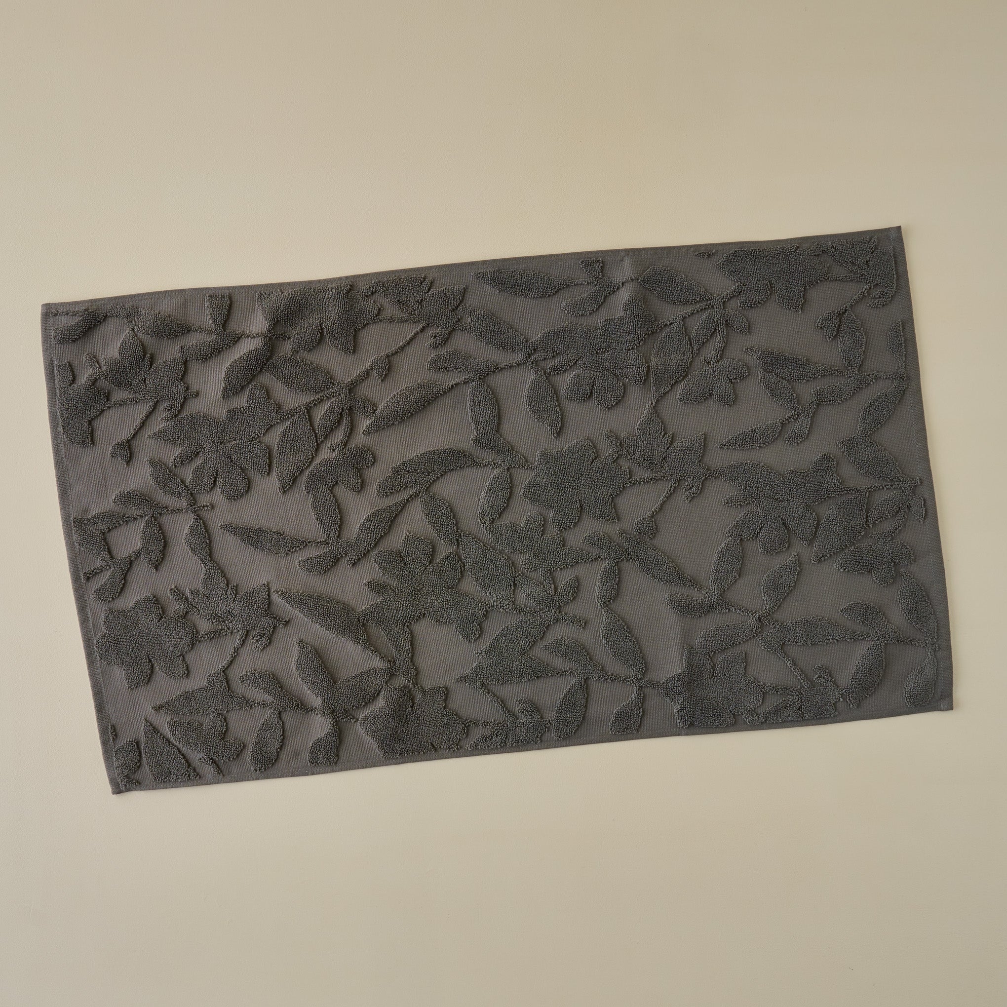 Brown Floral Jacquard Bath Mat