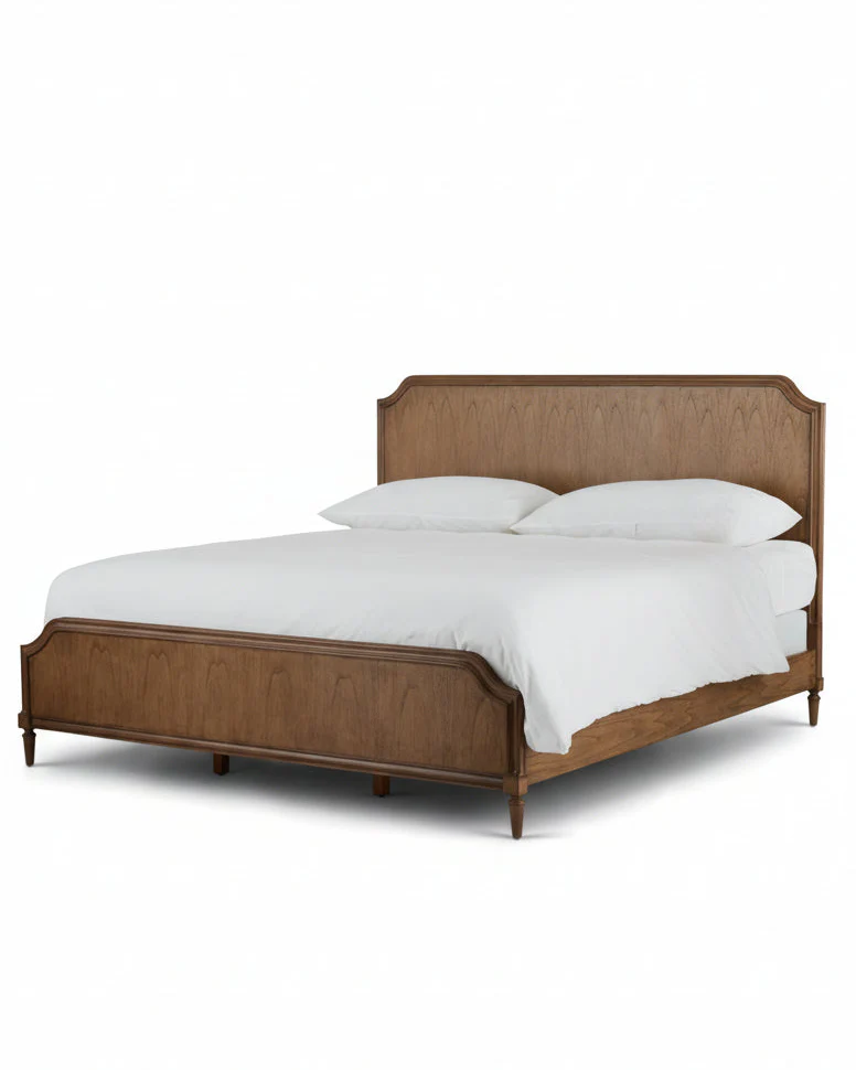 Corinne Mahogany Wood Bed Frame with Headboard