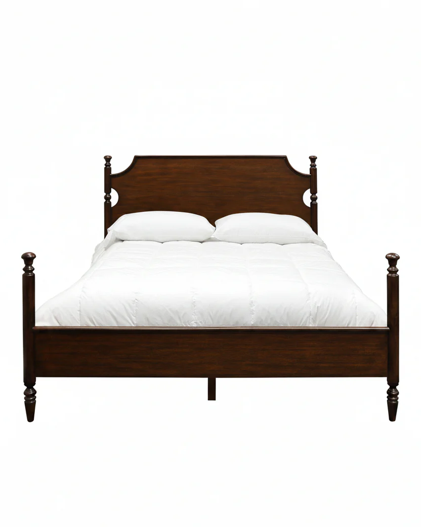 Miller Solid Mahogany Four Poster Bed with Hand-Carved Wood Trim