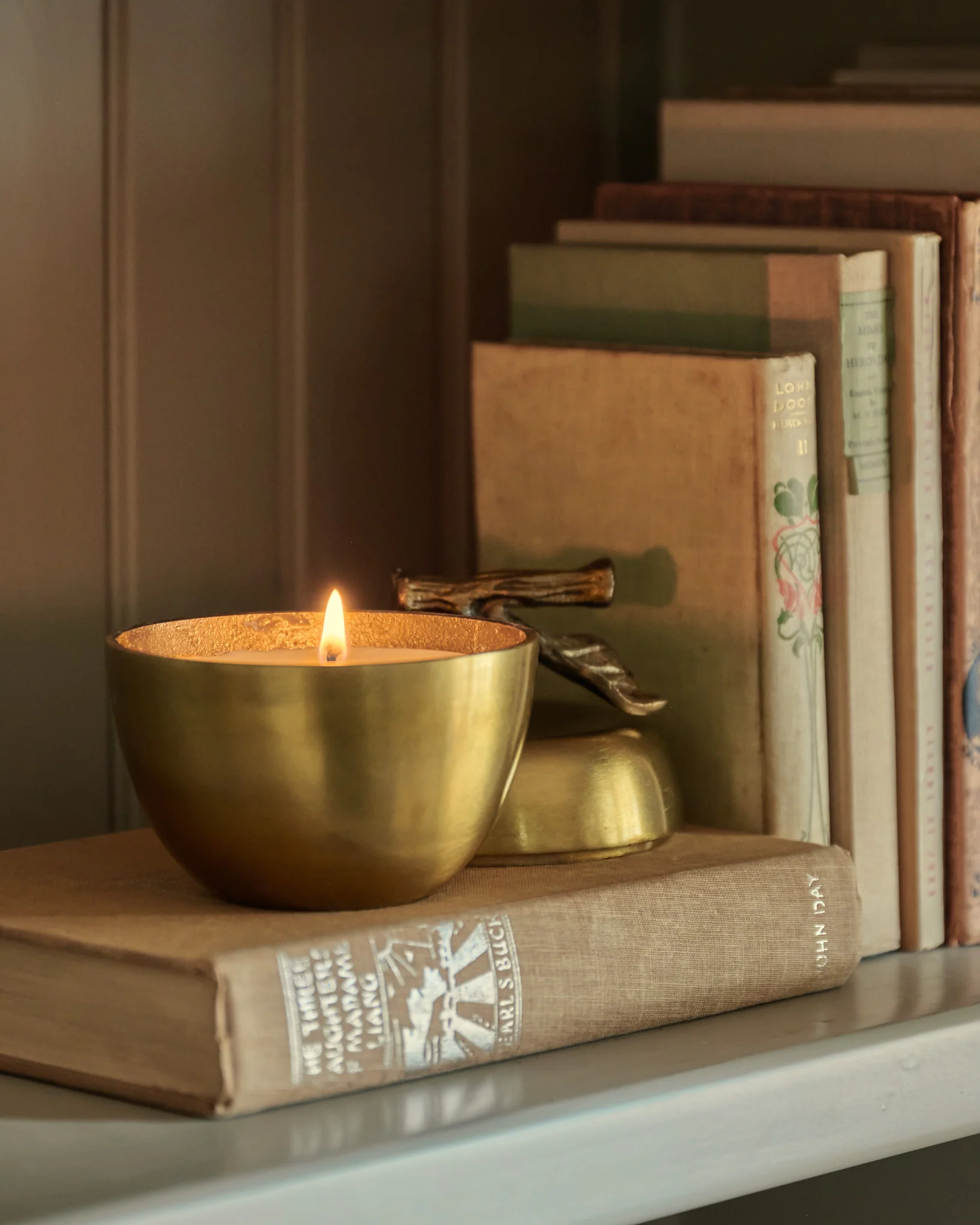 Antique Brass Apple Candle