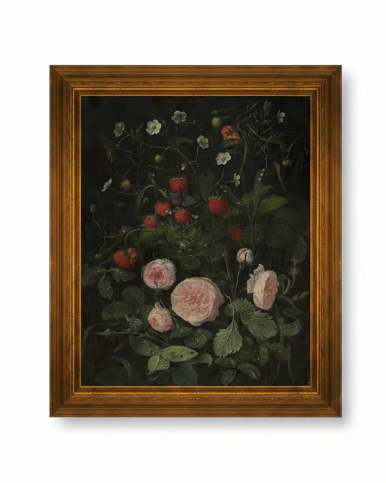 Still Life with Strawberries and Roses