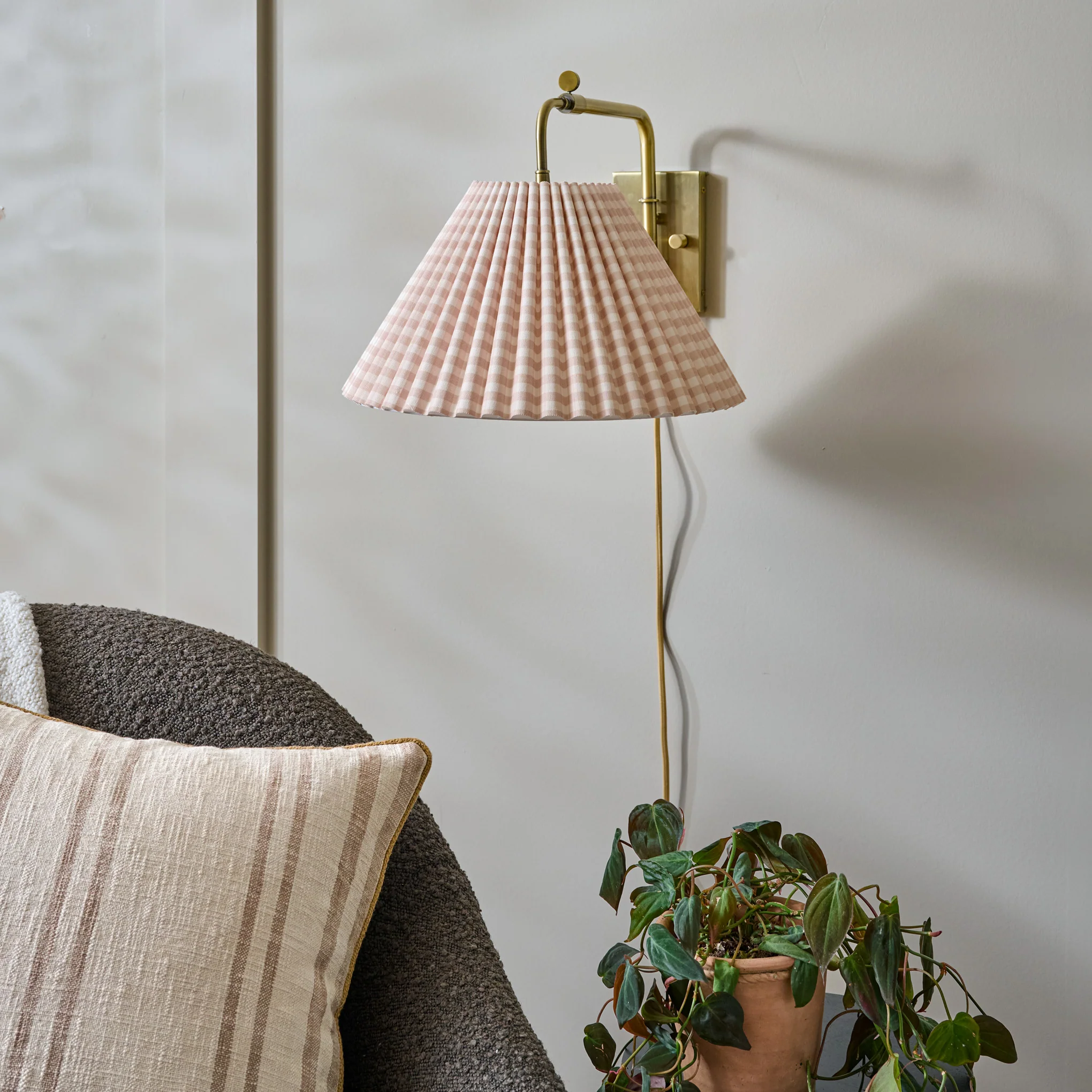 Gingham Swivel Plug-In Sconce