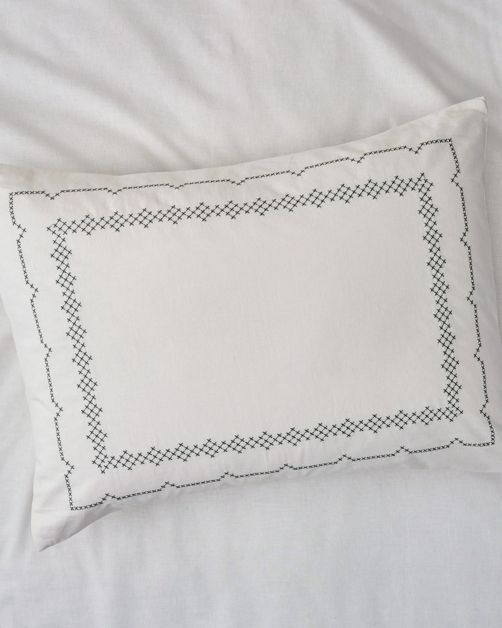 Daphne Green Cross-Stitch Sham